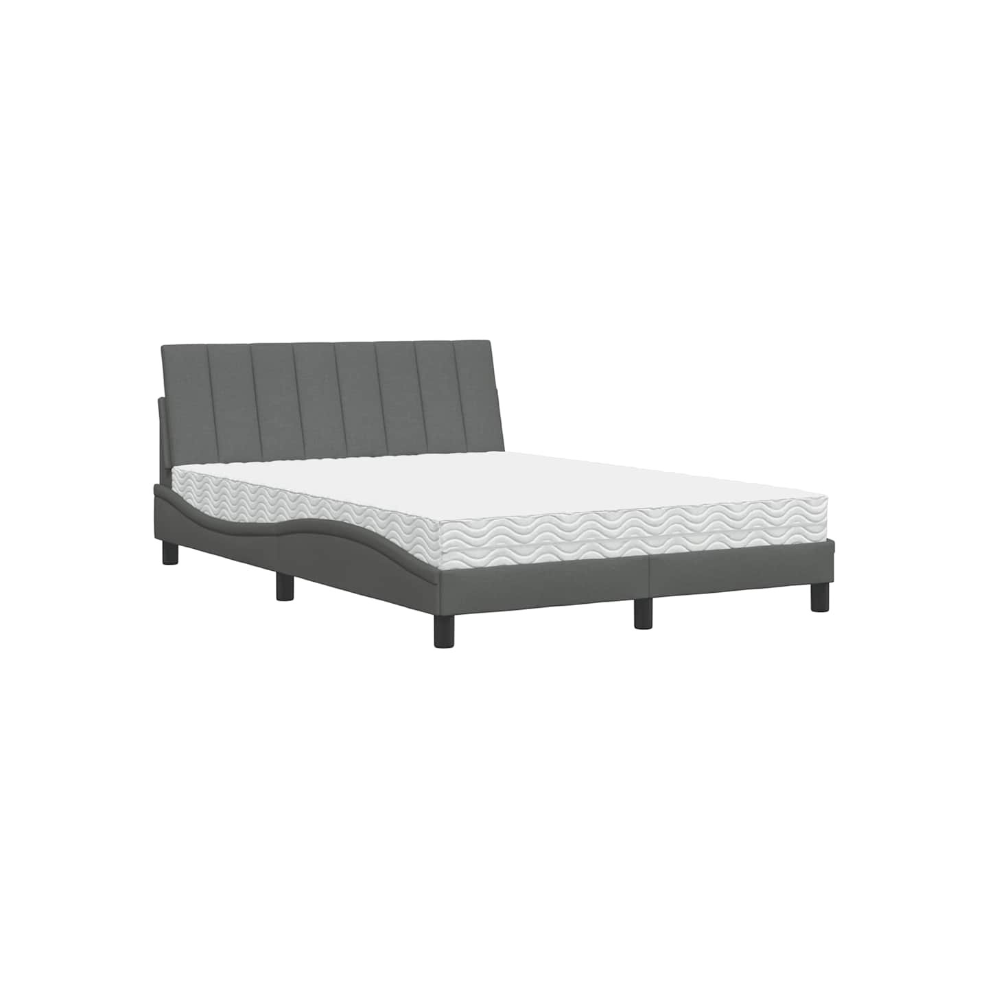Lit avec matelas Hanko gris foncé 140x200 cm tissu
