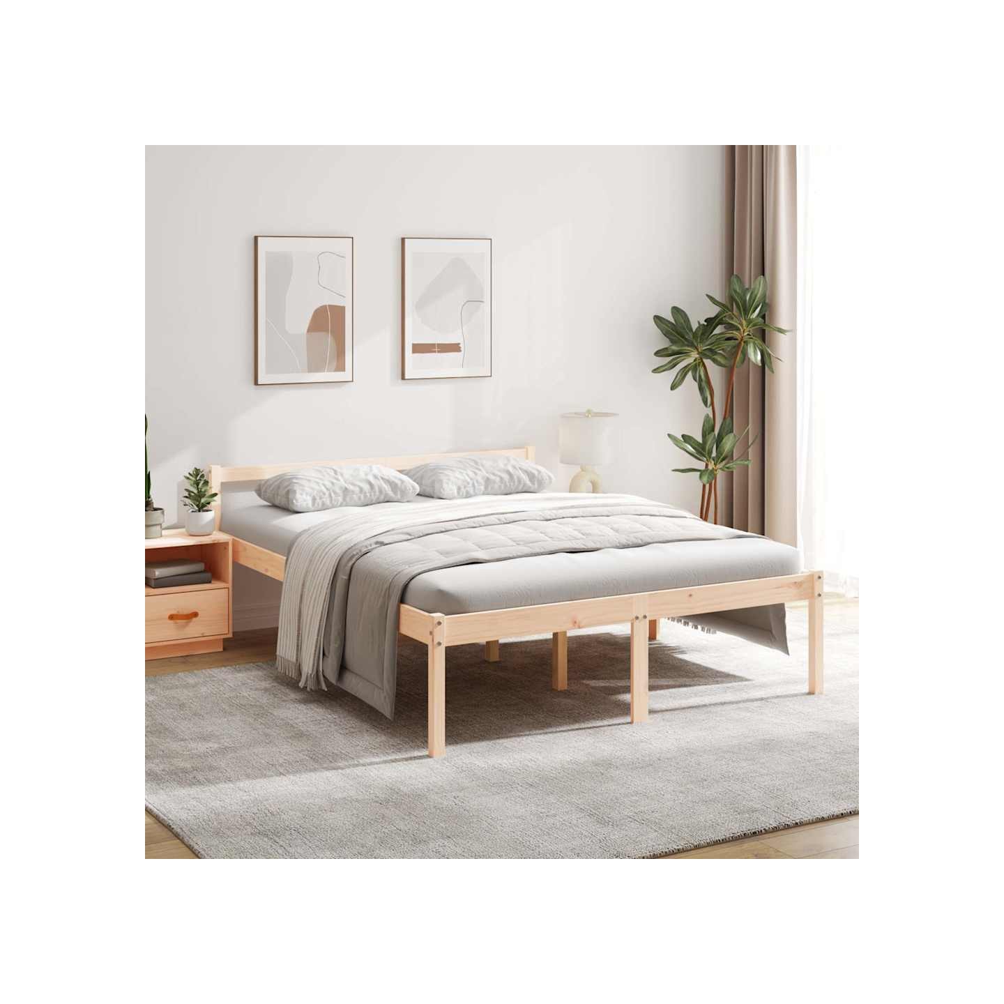 Lit pour personne âgée sans matelas 160x200 cm bois pin massif