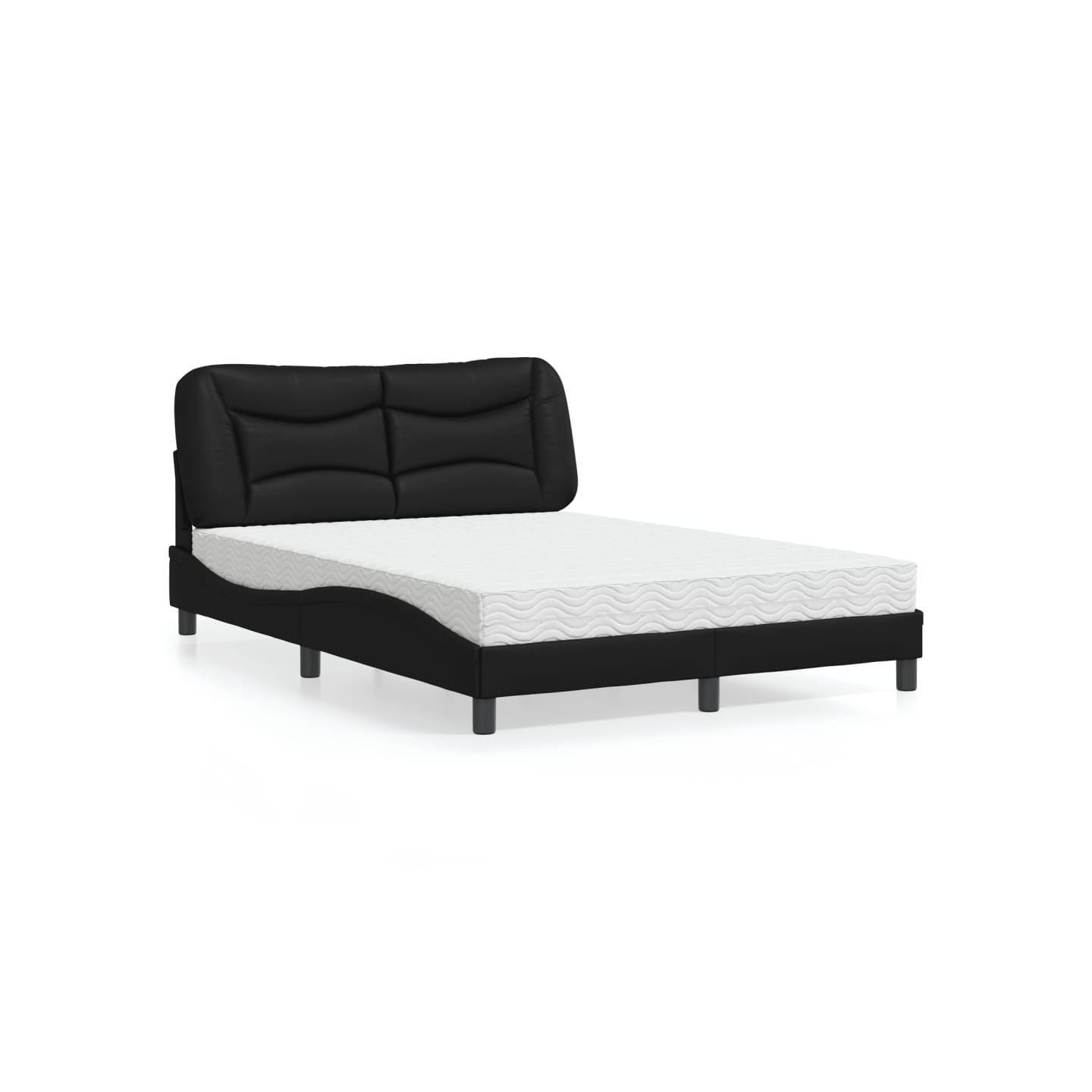 Lit avec matelas Hvar noir 140x200 cm similicuir