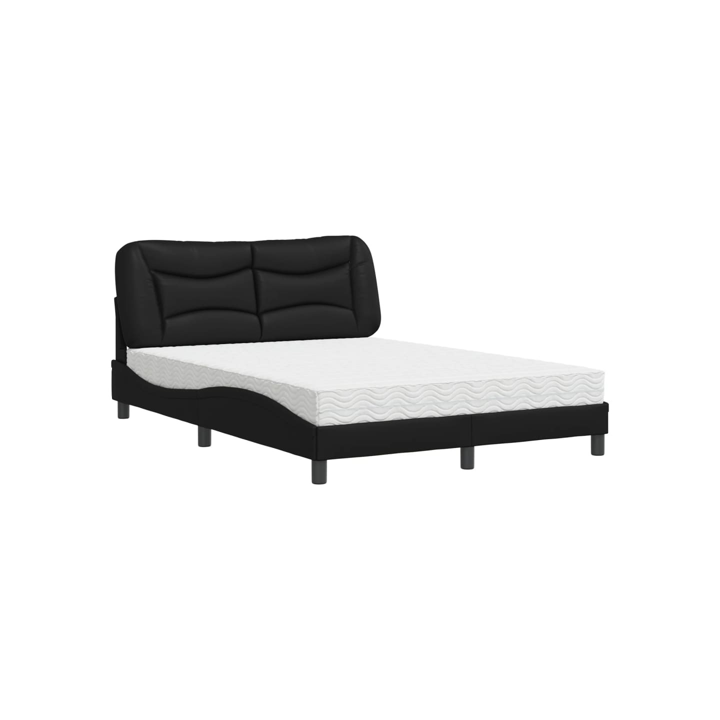 Lit avec matelas Hvar noir 140x200 cm similicuir