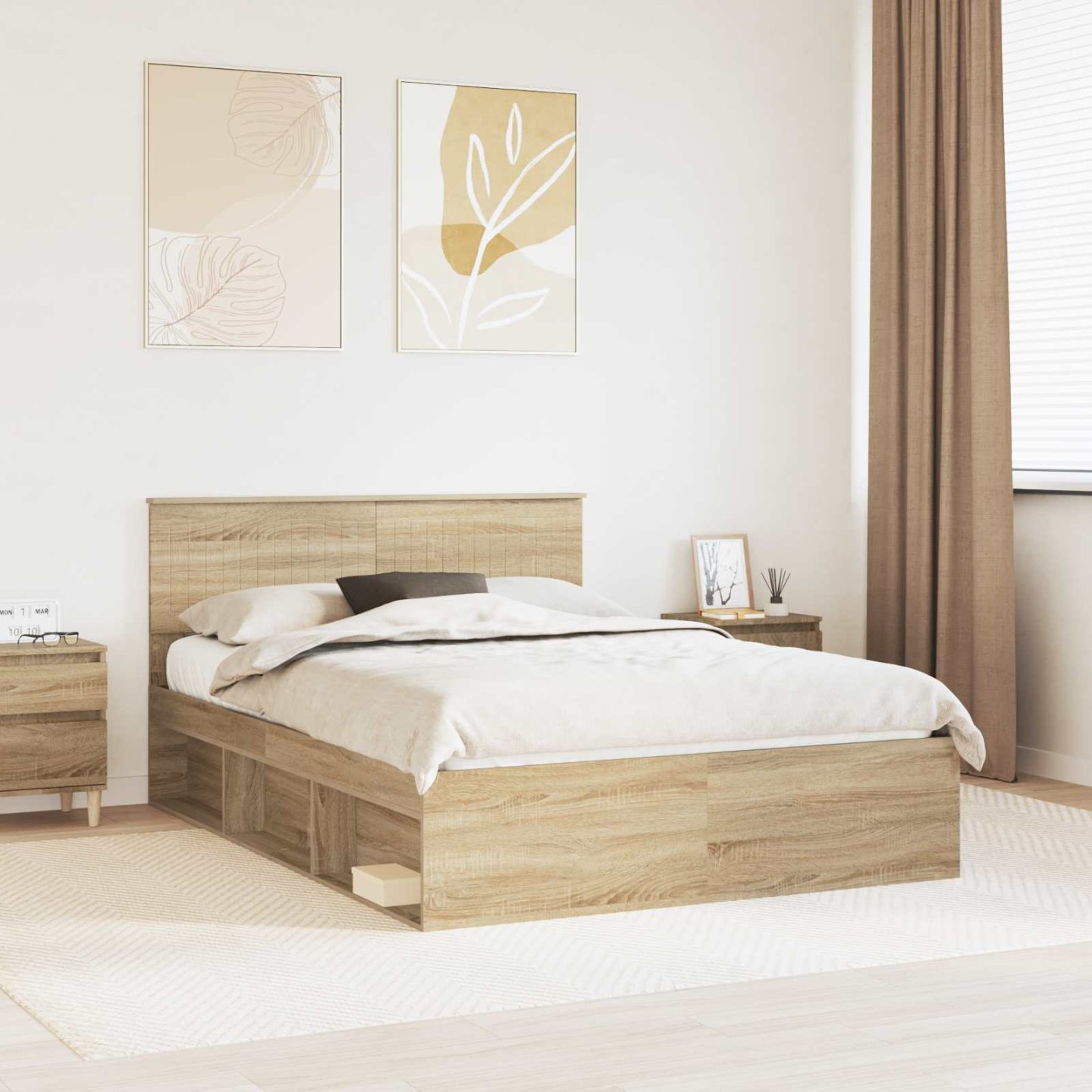 Cadre de lit Chêne Sonoma 140 x 200 cm Pin massif