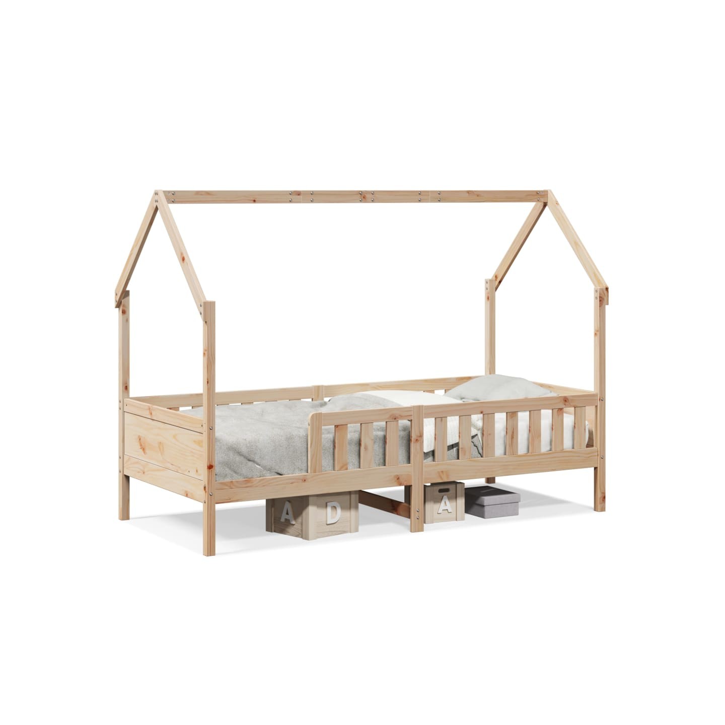 Cadre de lit d'enfants forme de maison sans matelas pin