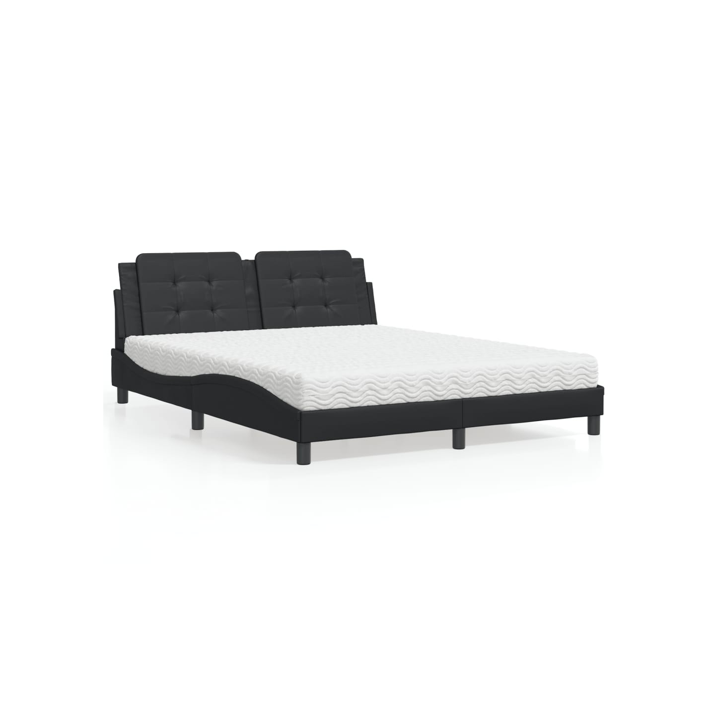 Lit avec matelas Zadar noir 160x200 cm similicuir