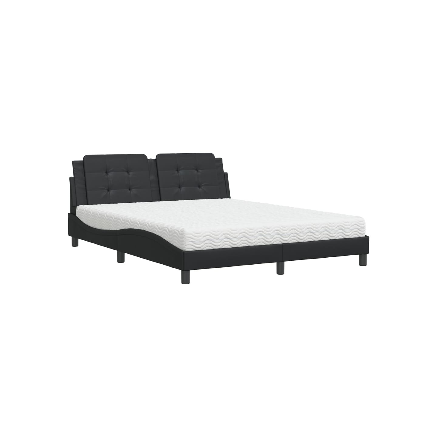 Lit avec matelas Zadar noir 160x200 cm similicuir