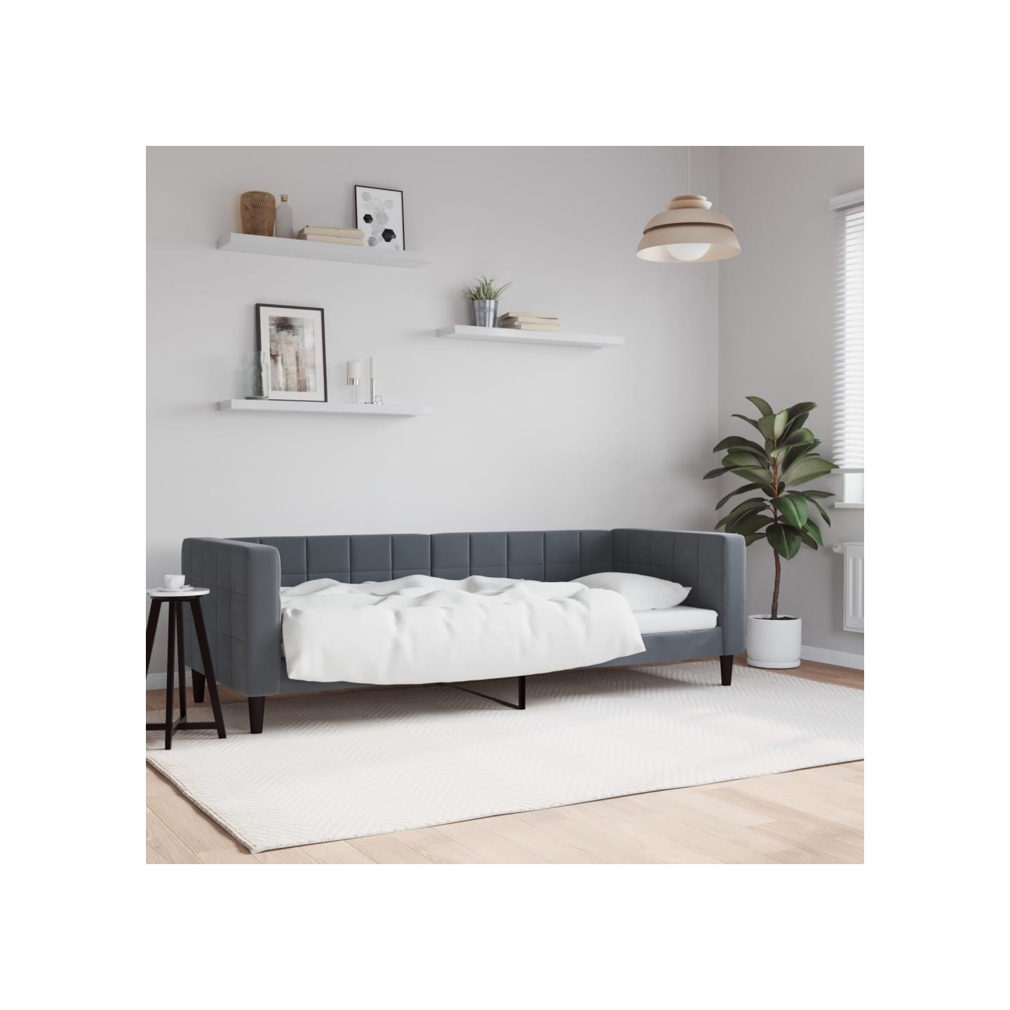 Lit de repos gris foncé 80x200 cm velours
