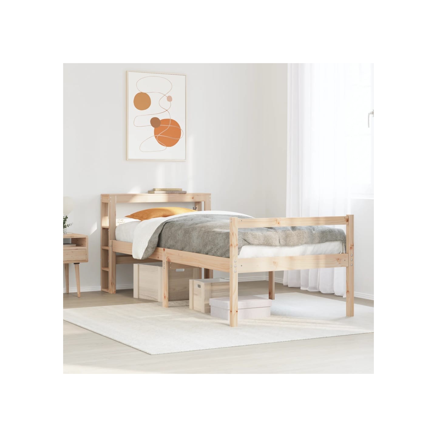 Lit pour personne âgée et tête de lit 75x190 cm bois pin massif