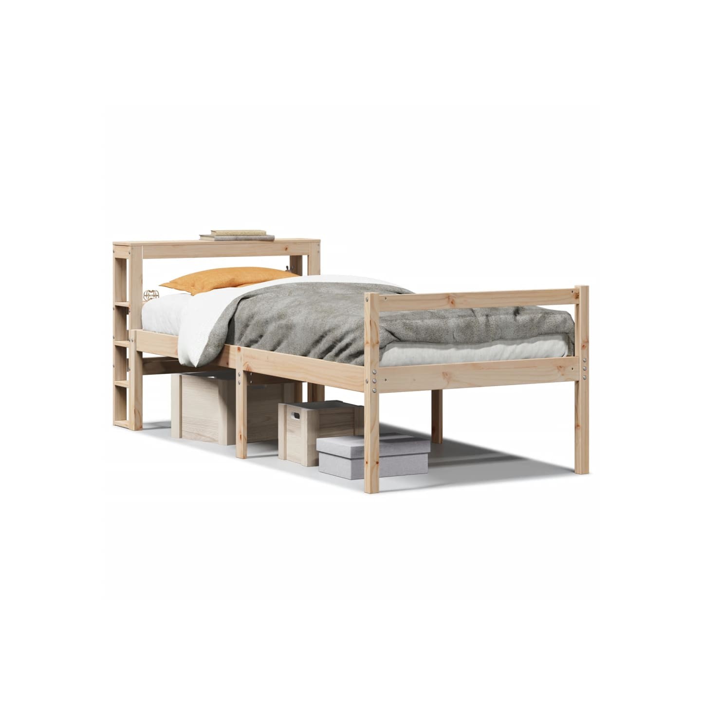 Lit pour personne âgée et tête de lit 75x190 cm bois pin massif