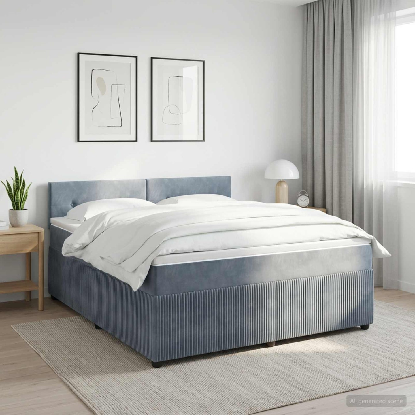 Lit boxspring avec matelas Gris foncé 140 x 190 cm Velours