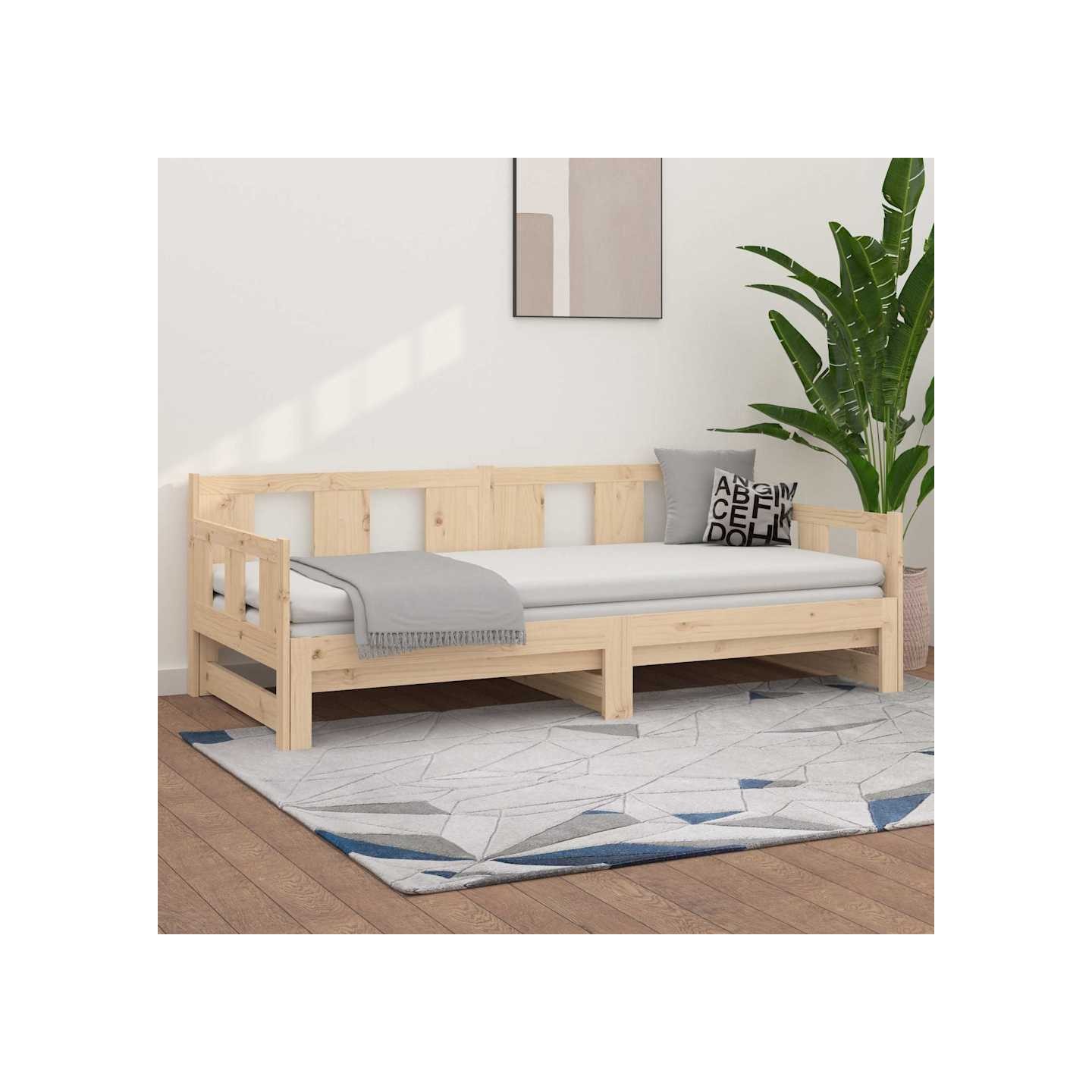 Lit coulissant sans matelas bois de pin massif 90x190 cm