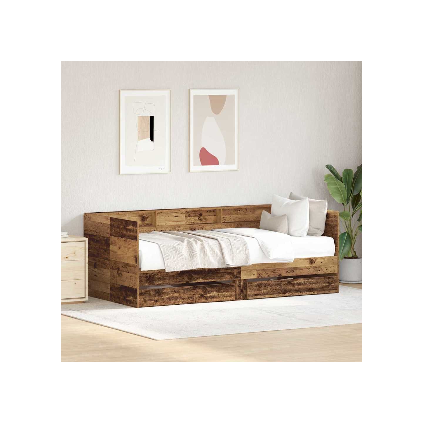 Lit d'appoint Bois Ancien 90 x 190 cm Bois d'ingénierie