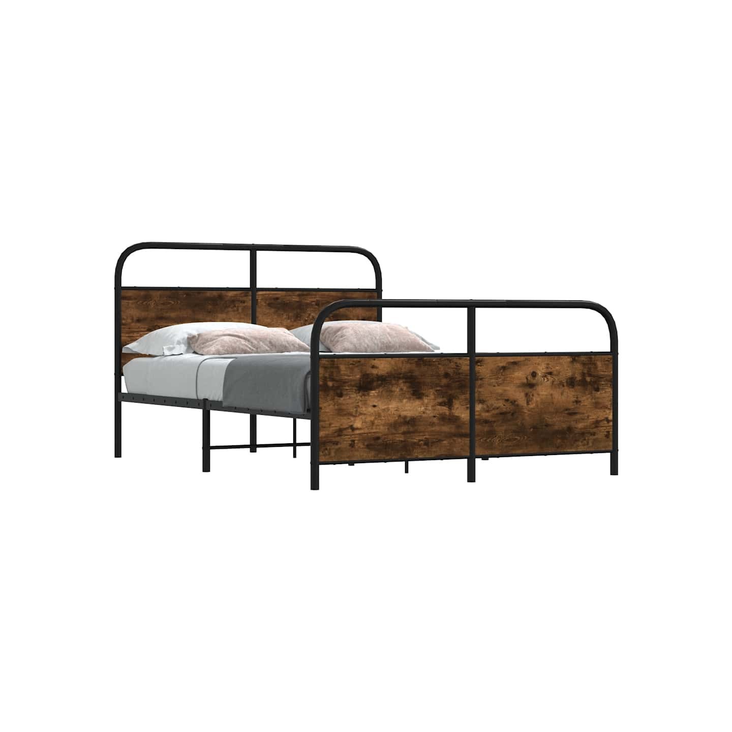 Cadre de lit en métal sans matelas chêne fumé 140x200 cm