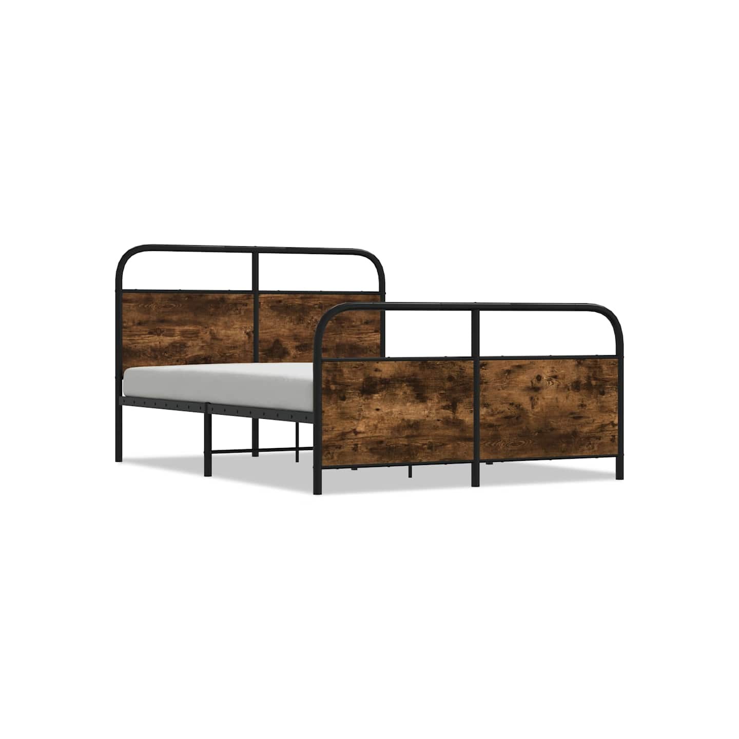 Cadre de lit en métal sans matelas chêne fumé 140x200 cm