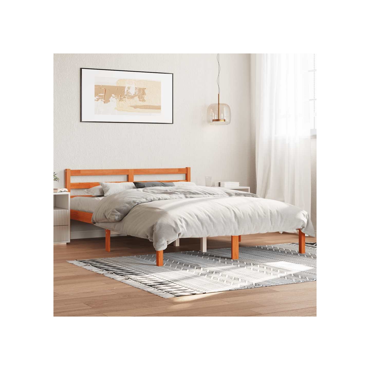Cadre de lit Brun cire 120 x 190 cm Solid Pine Wood, Plywood