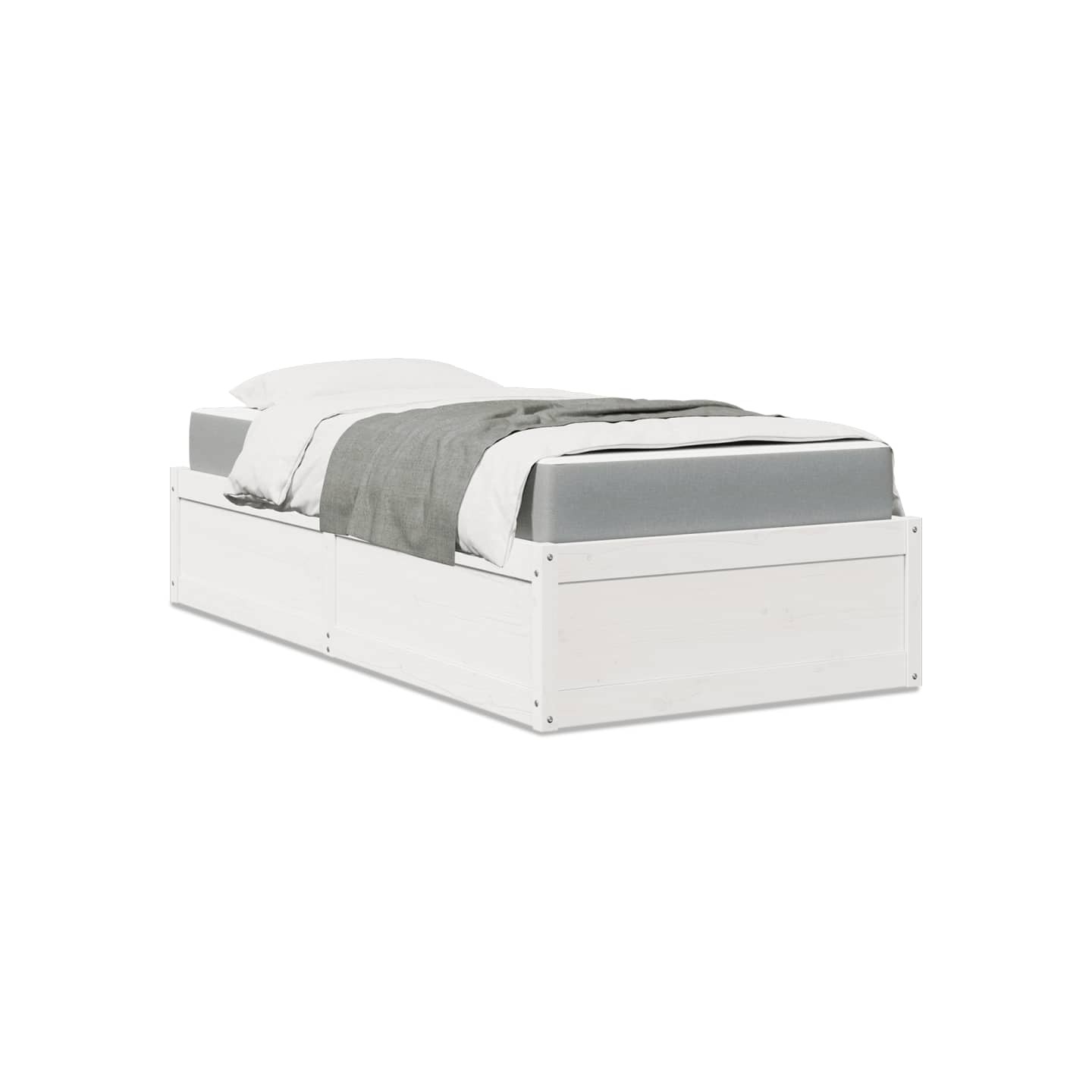 Lit avec matelas blanc 90x190 cm bois massif de pin