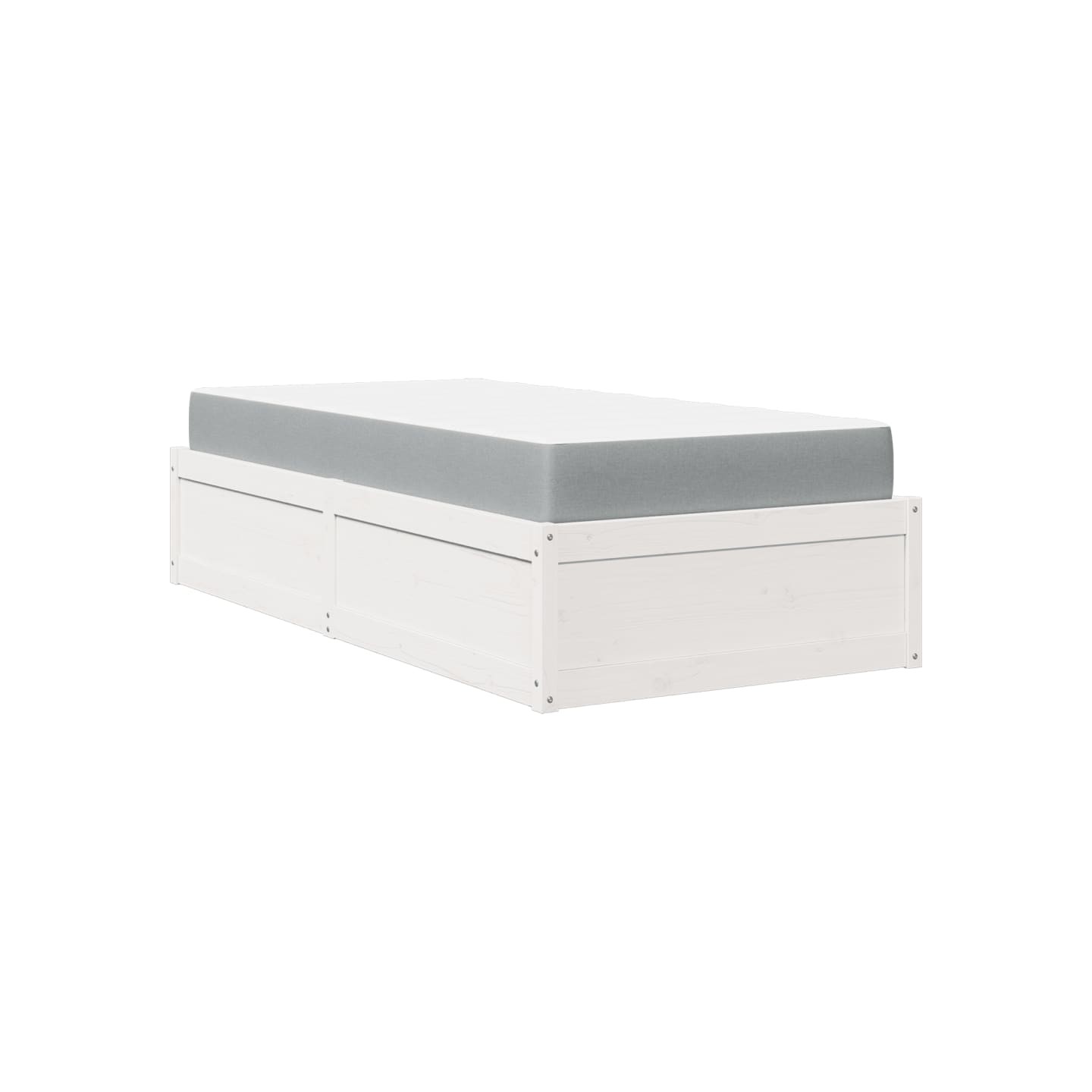 Lit avec matelas blanc 90x190 cm bois massif de pin