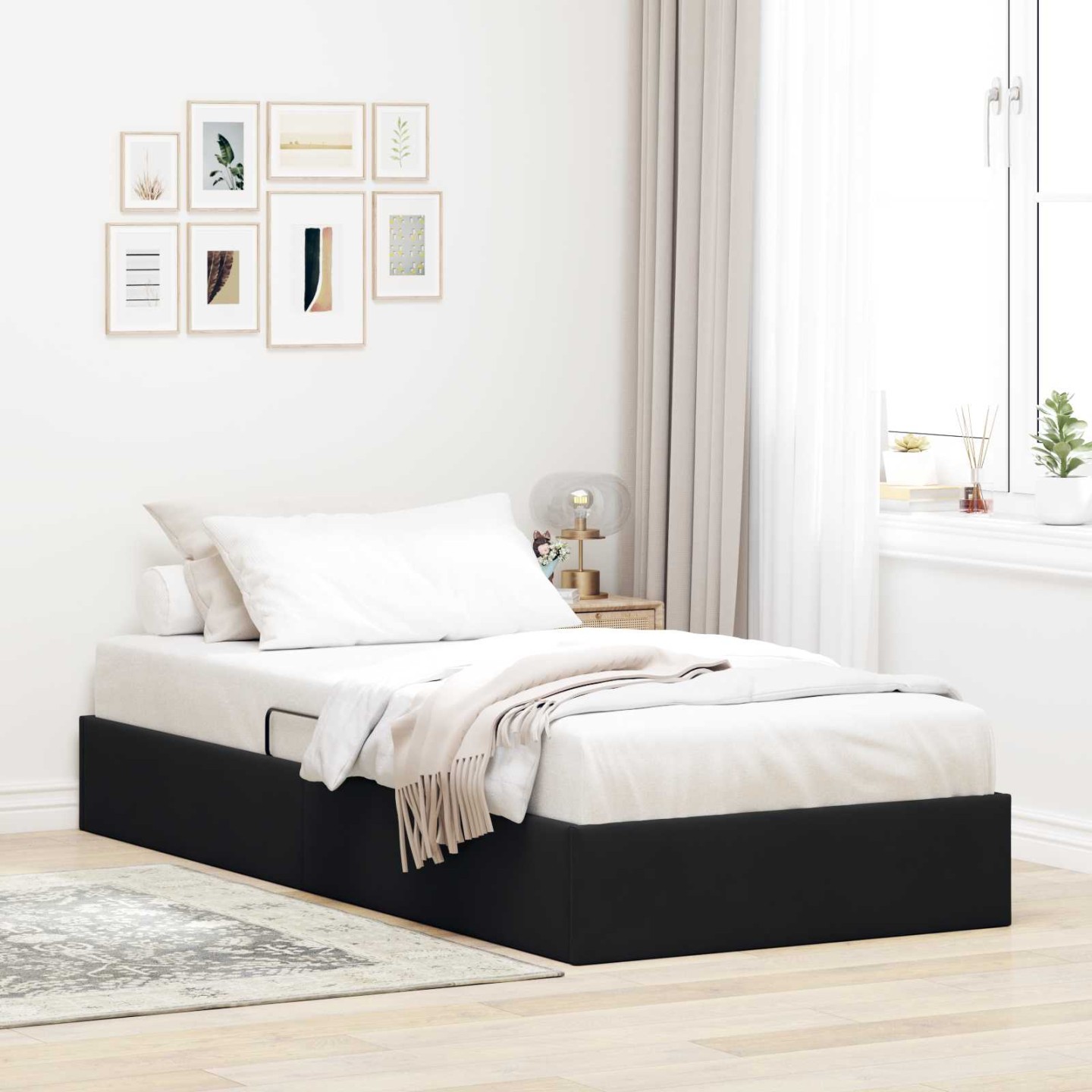 Cadre de lit ottoman Noir 90 x 200 cm Velours