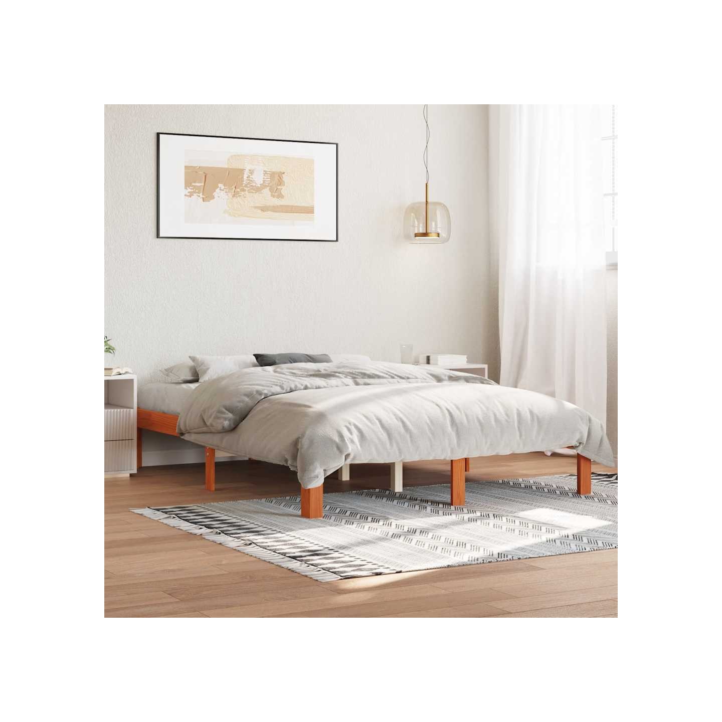 Bed Frame Brun cire 140 x 190 cm Solid pine wood, plywood