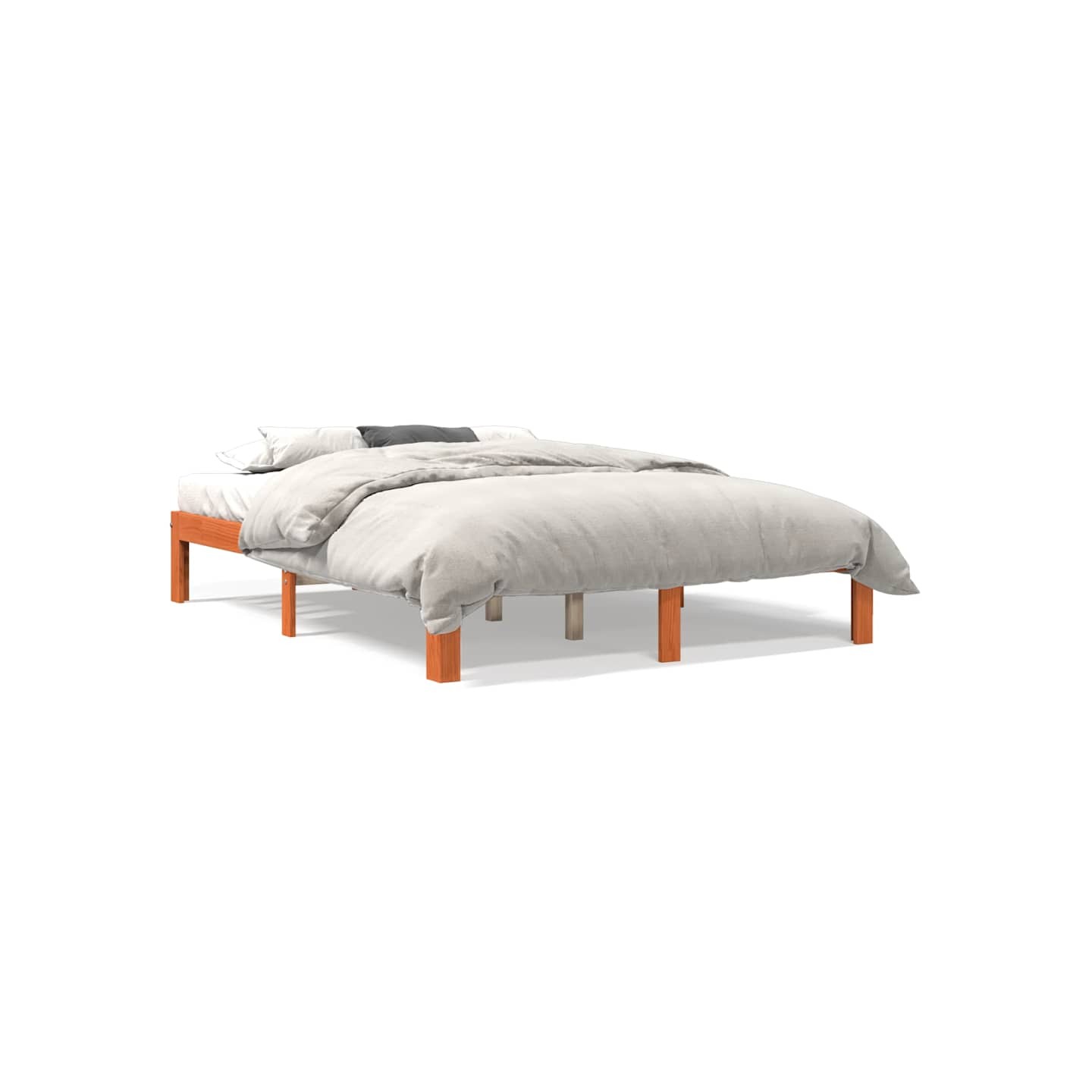Bed Frame Brun cire 140 x 190 cm Solid pine wood, plywood