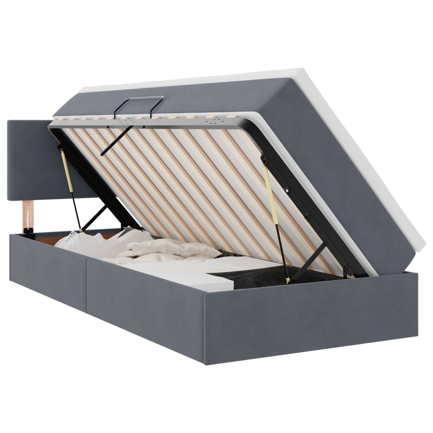 Lit de Rangement Gris foncé 90 x 200 cm Velours
