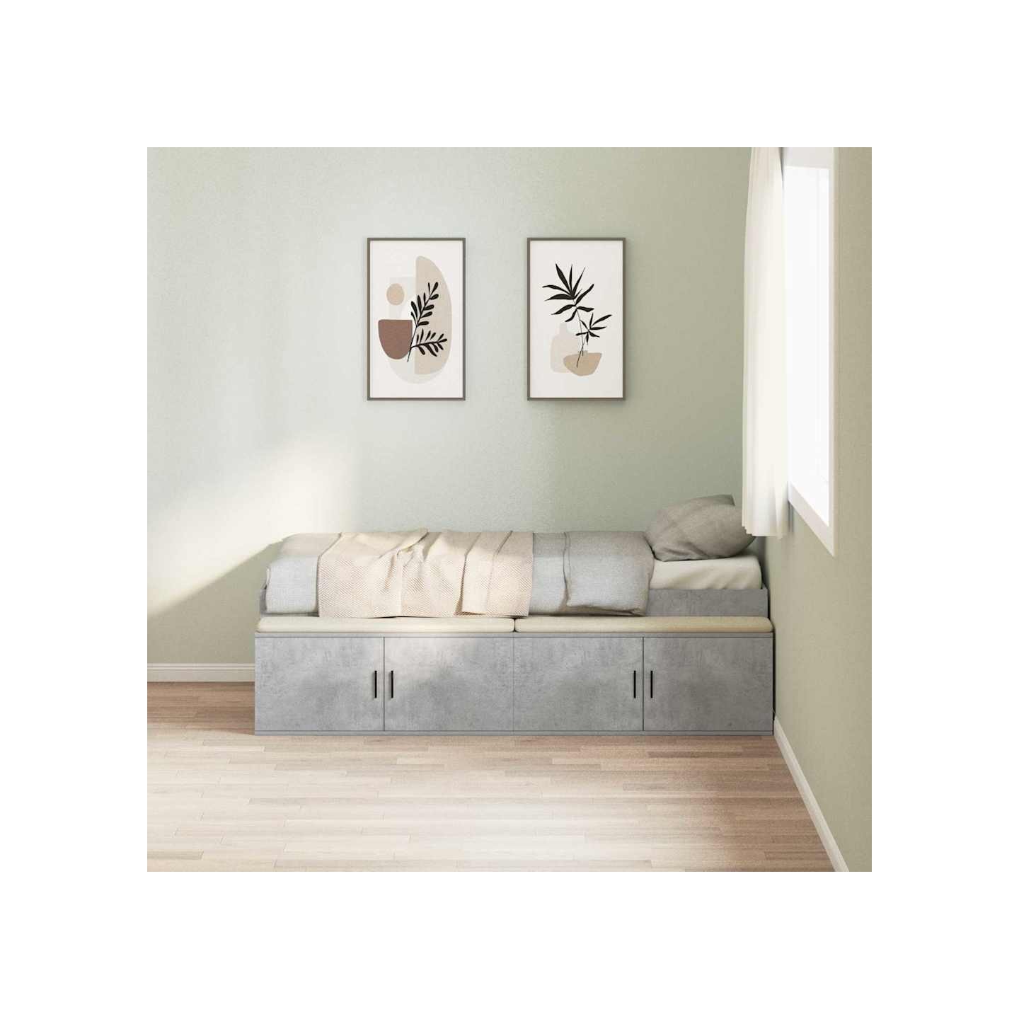 Cadre de lit Gris béton 90 x 200 cm Bois d'ingénierie