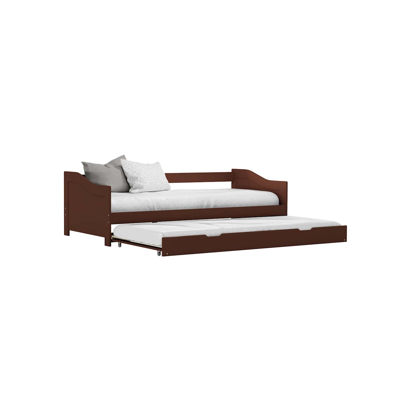 Cadre de lit extensible sans matelas marron foncé 90x200 cm