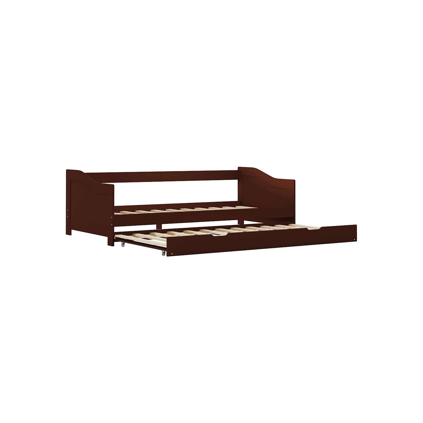 Cadre de lit extensible sans matelas marron foncé 90x200 cm