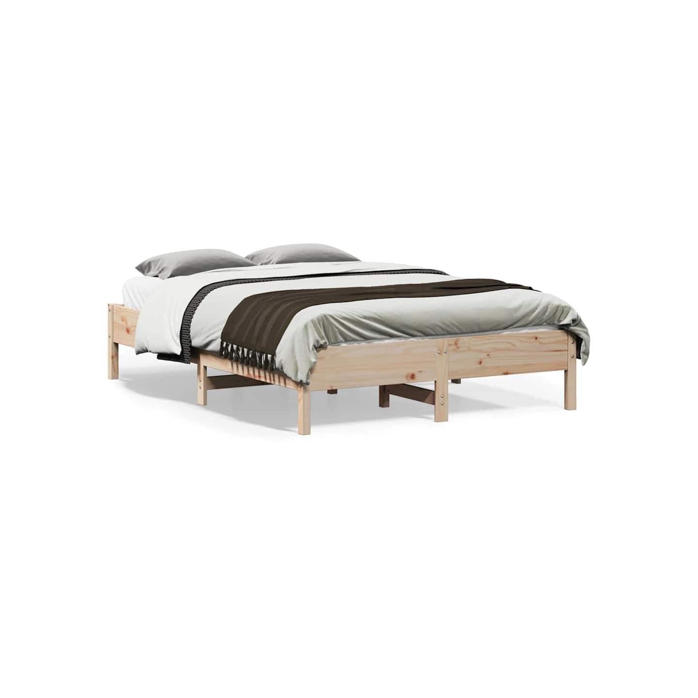 Bed Frame Naturel 140 x 190 cm Solid Pine Wood