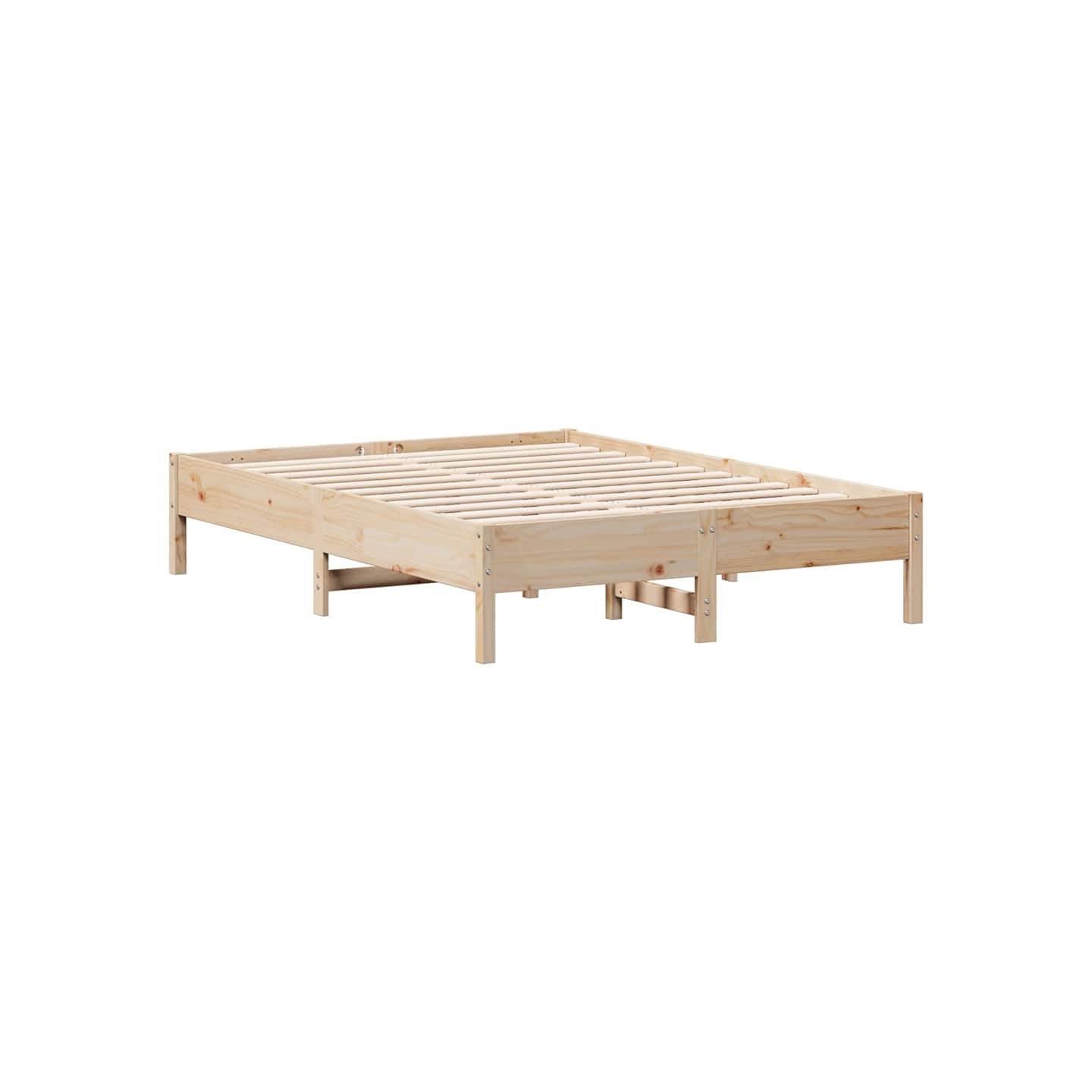 Bed Frame Naturel 140 x 190 cm Solid Pine Wood