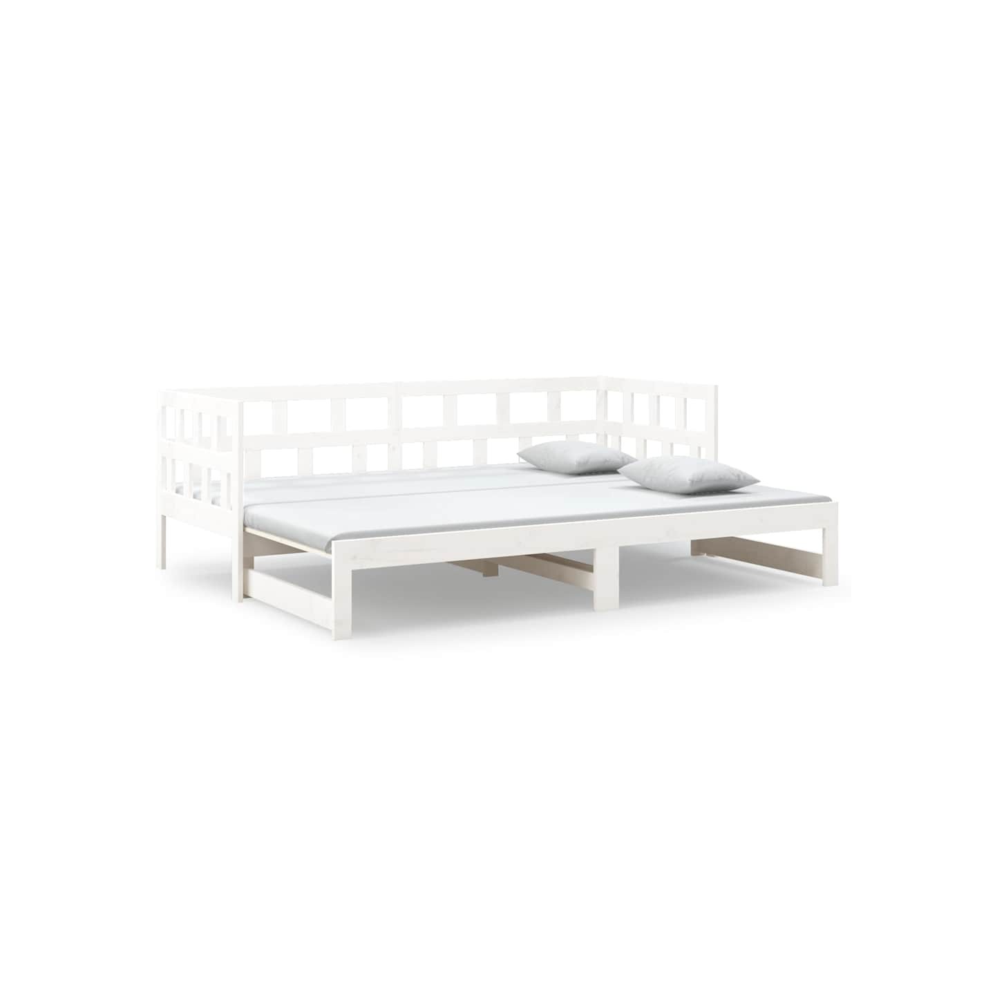 Lit coulissant sans matelas blanc 2x(80x200)cm