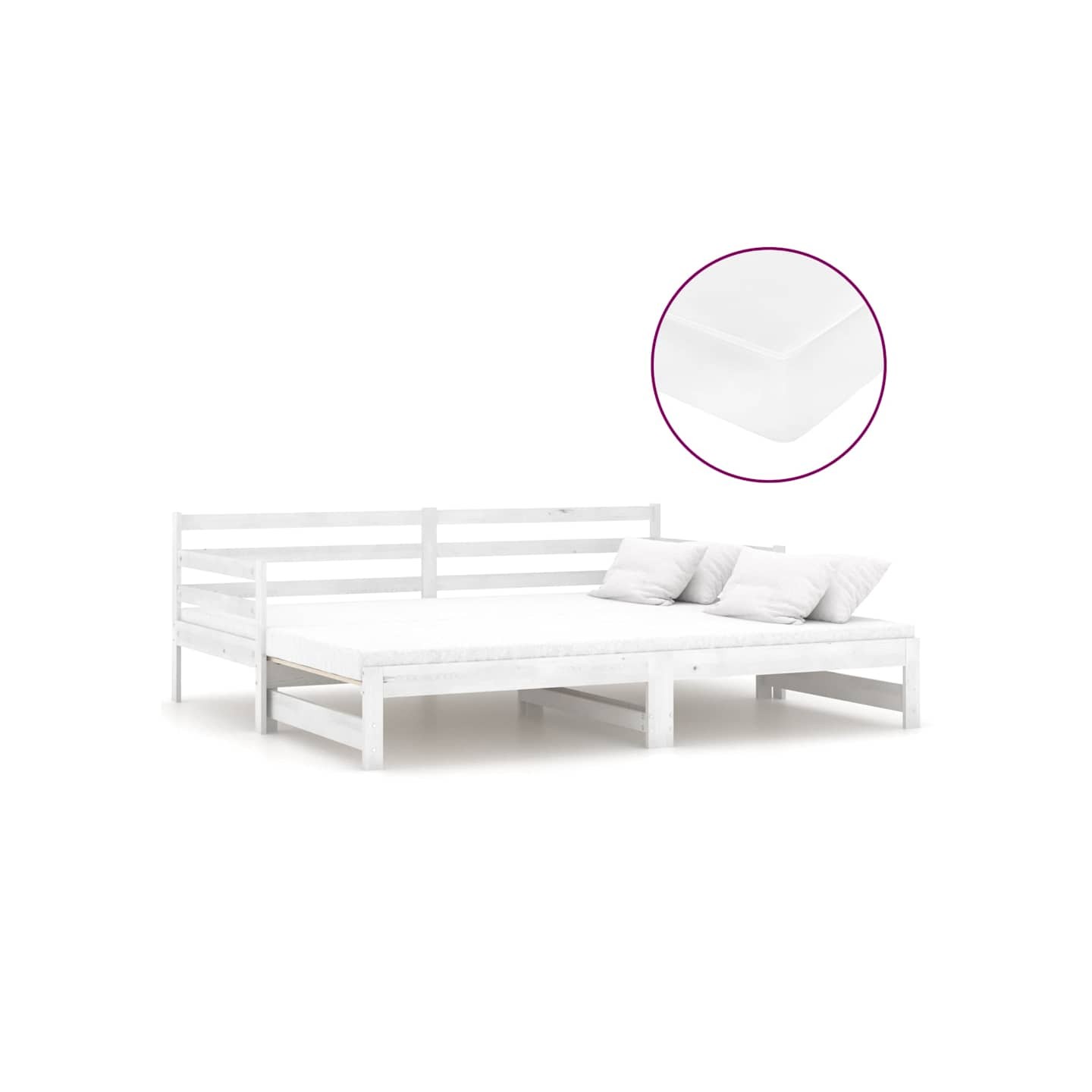 Lit coulissant 2x(90x200) cm Blanc Bois de pin massif