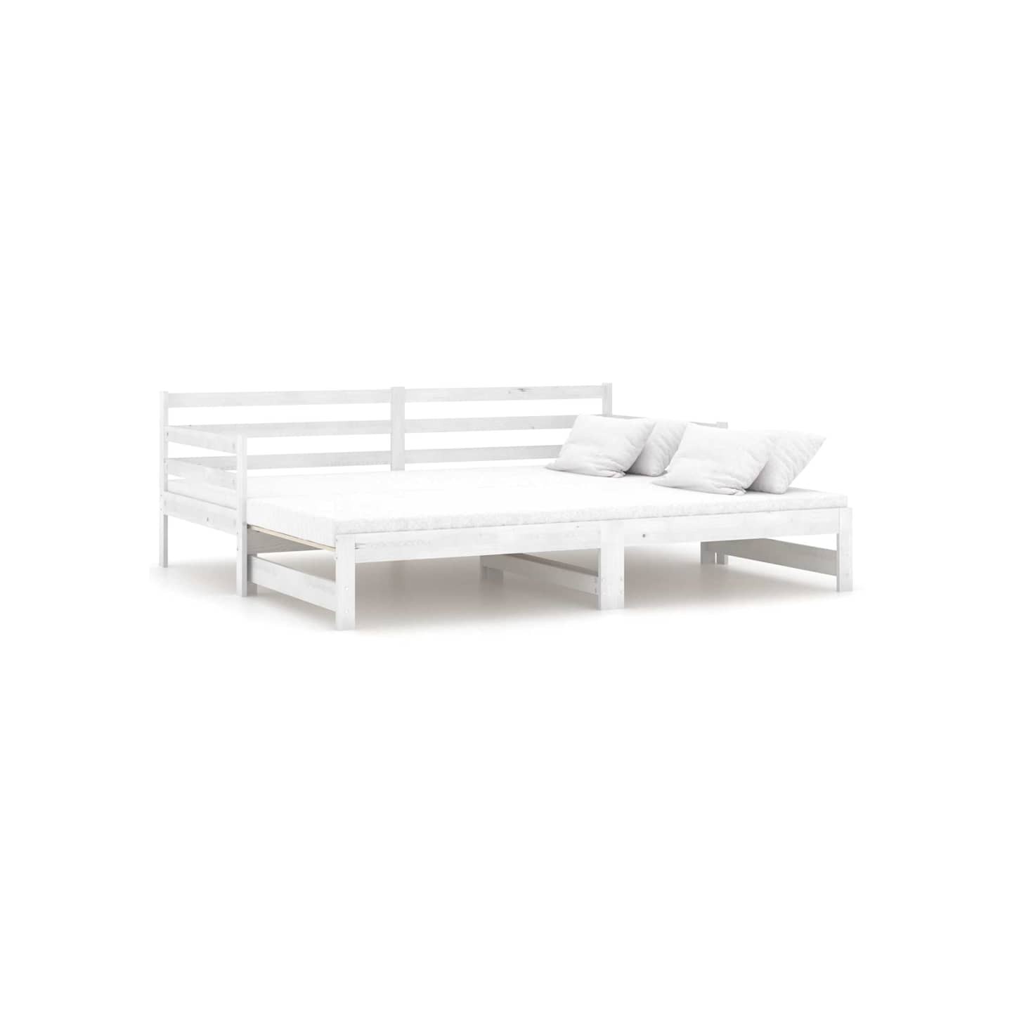 Lit coulissant Blanc Bois de pin massif 2x(90x200) cm
