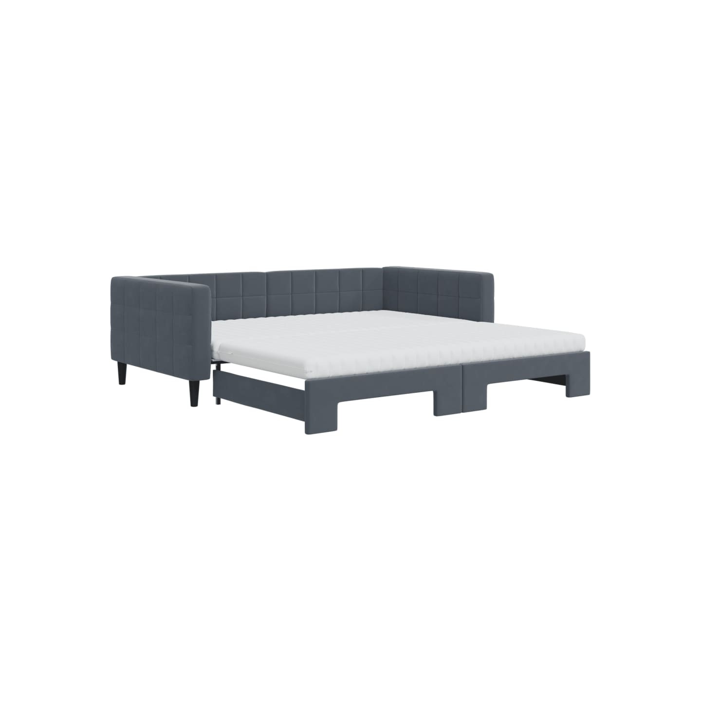 Lit de jour et gigogne et matelas gris foncé 100x200 cm velours