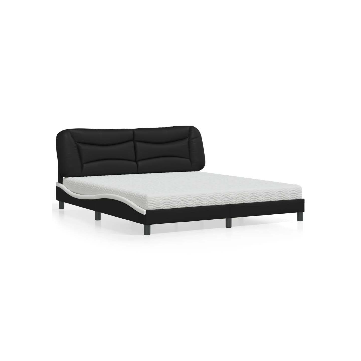 Lit avec matelas Hvar noir et blanc 180x200 cm similicuir