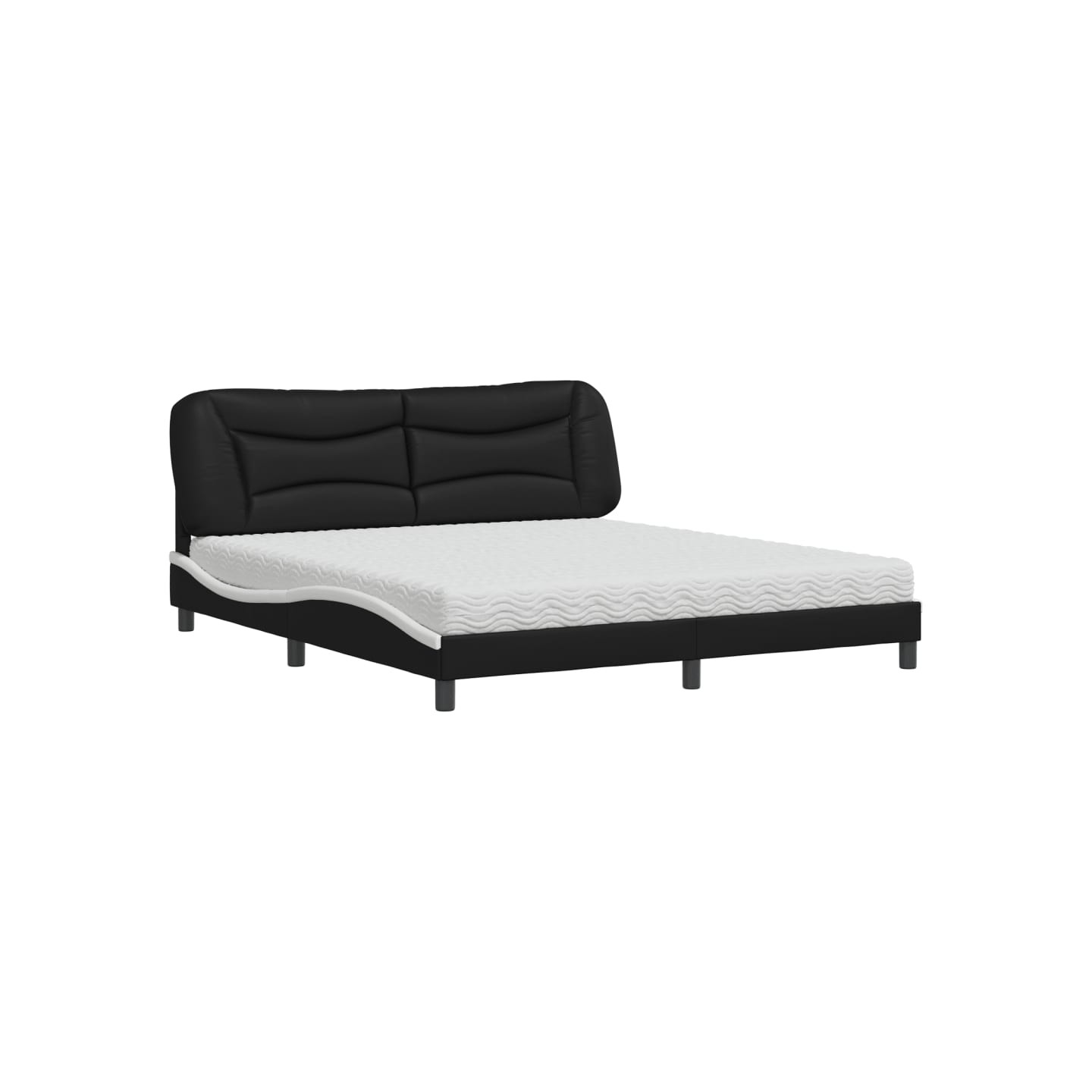 Lit avec matelas Hvar noir et blanc 180x200 cm similicuir