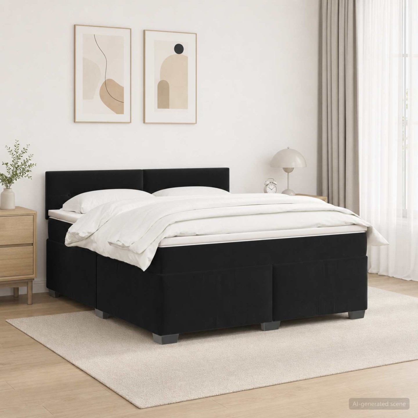 Lit de box spring avec matelas et LED Noir 140 x 200 cm Velours