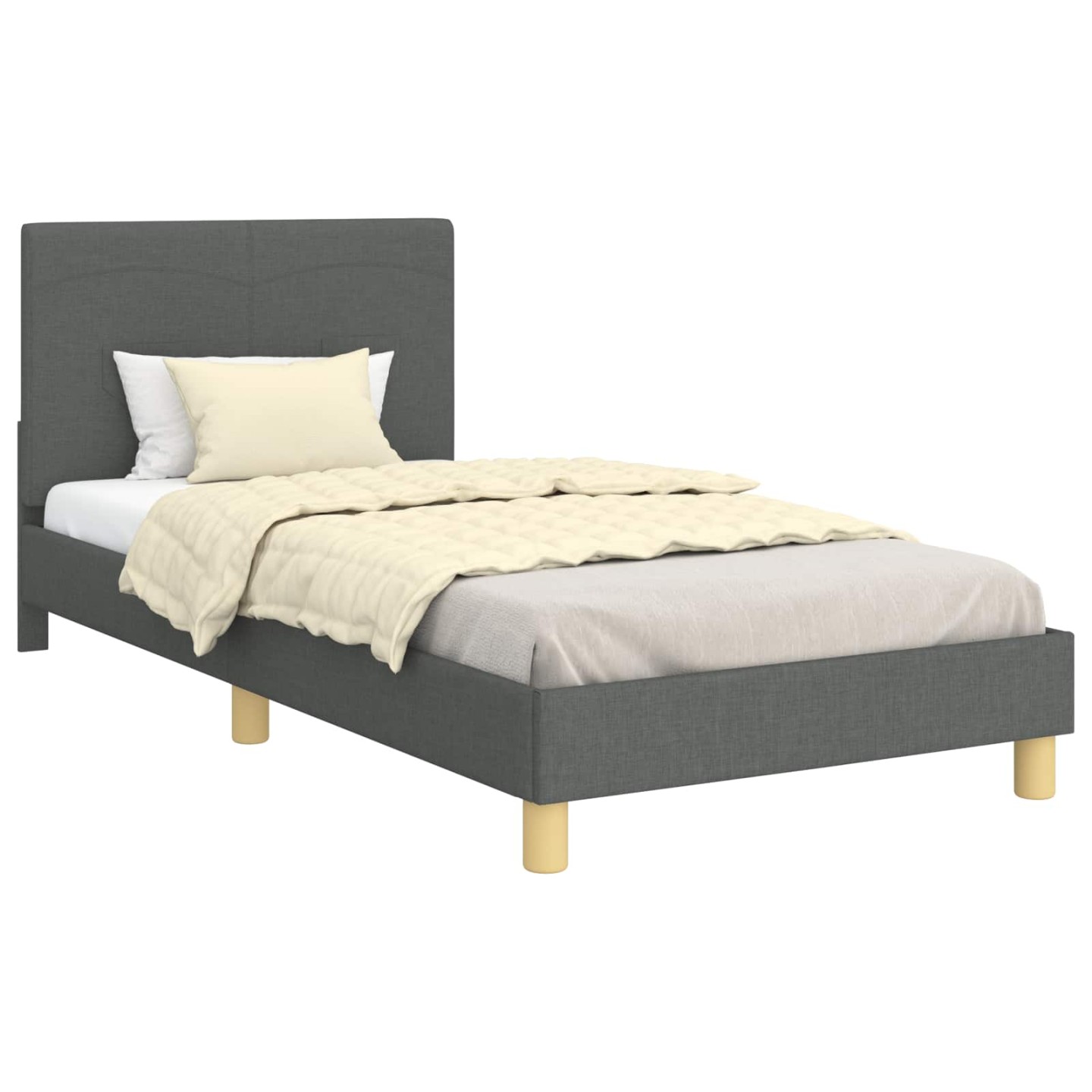 Children's Bed Frame with Headboard Gris foncé 90 x 200 cm