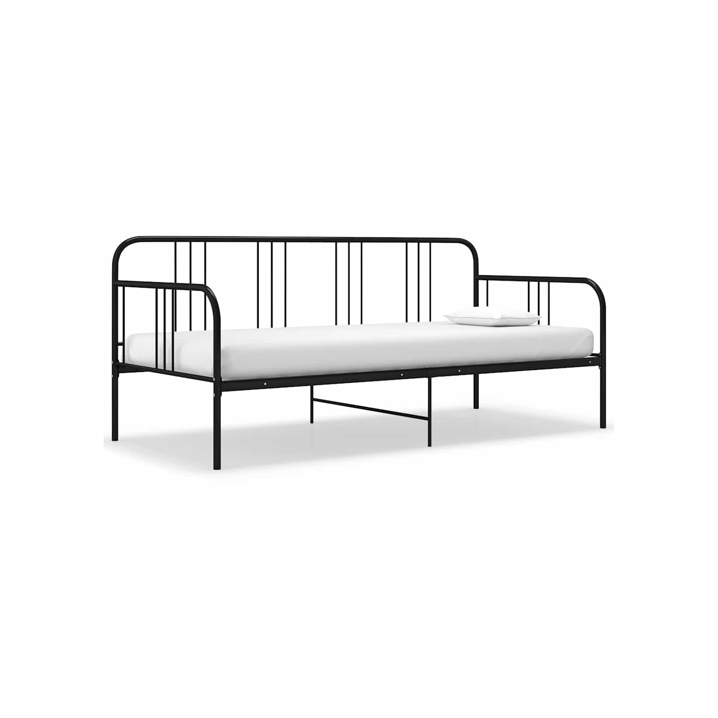 Cadre de canapé-lit sans matelas noir métal 90x200 cm