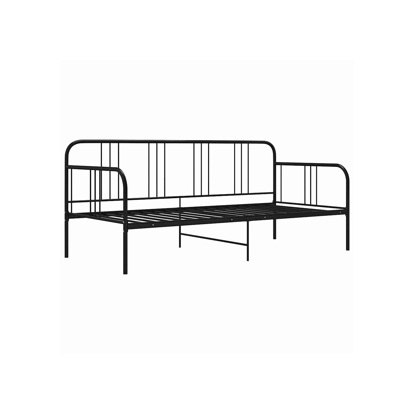 Cadre de canapé-lit sans matelas noir métal 90x200 cm