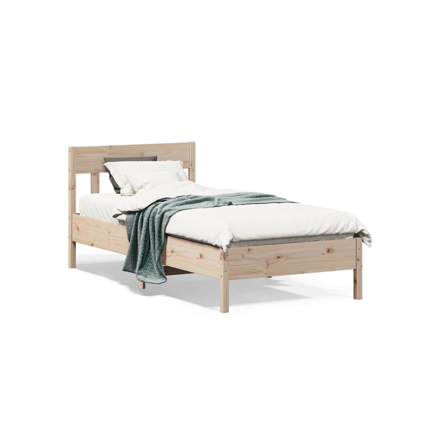 Bed Frame Natural 75 x 190 cm Solid Pine Wood
