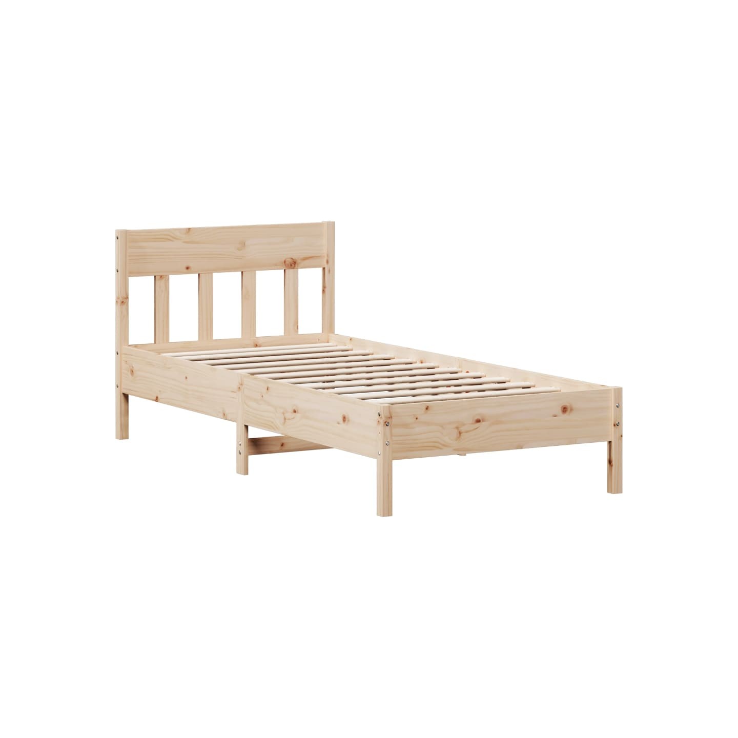 Bed Frame Natural 75 x 190 cm Solid Pine Wood