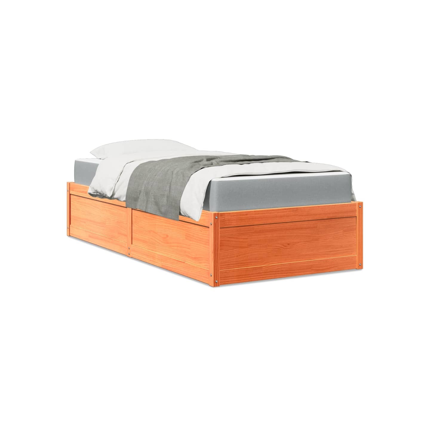 Lit avec matelas cire marron 90x190 cm bois massif de pin