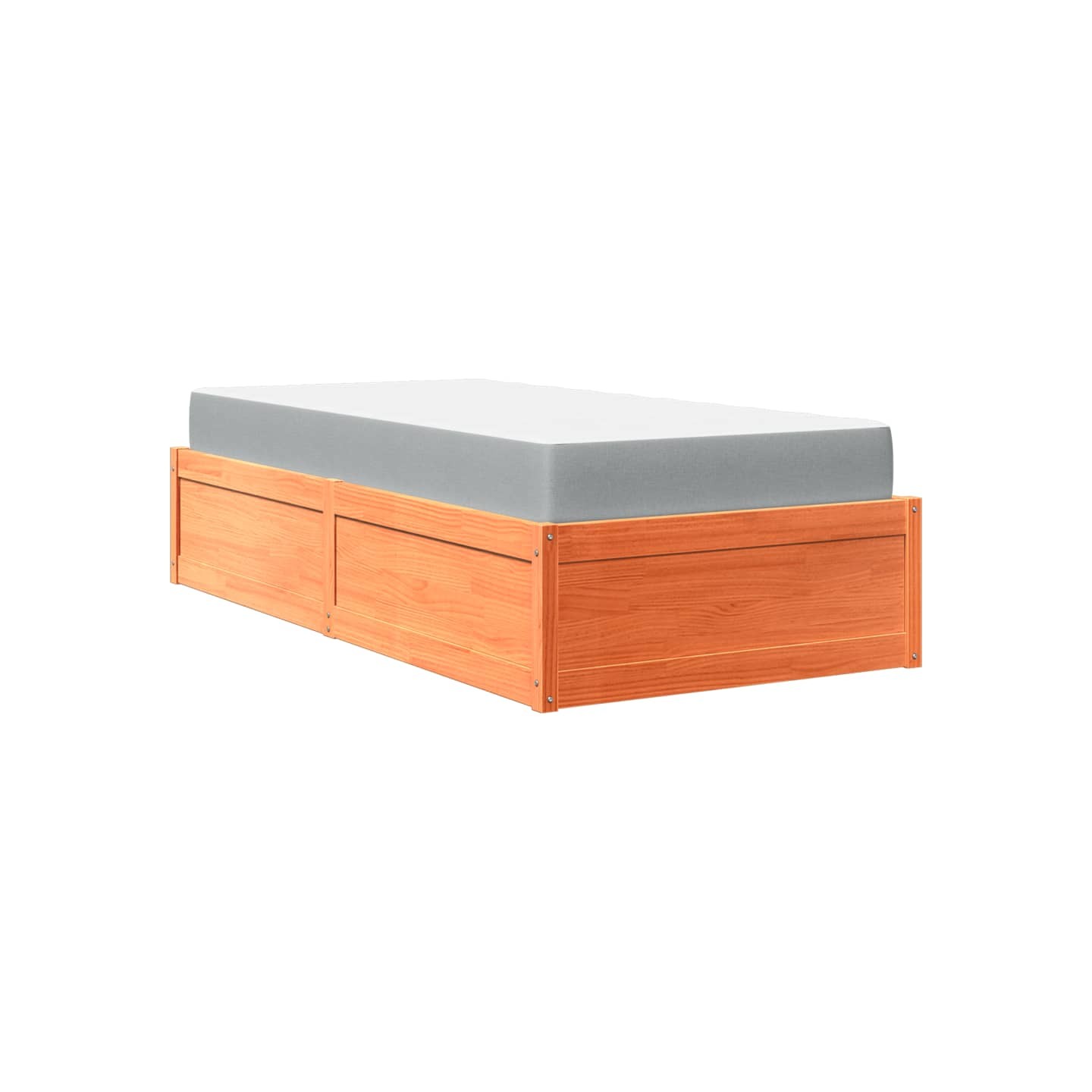 Lit avec matelas cire marron 90x190 cm bois massif de pin