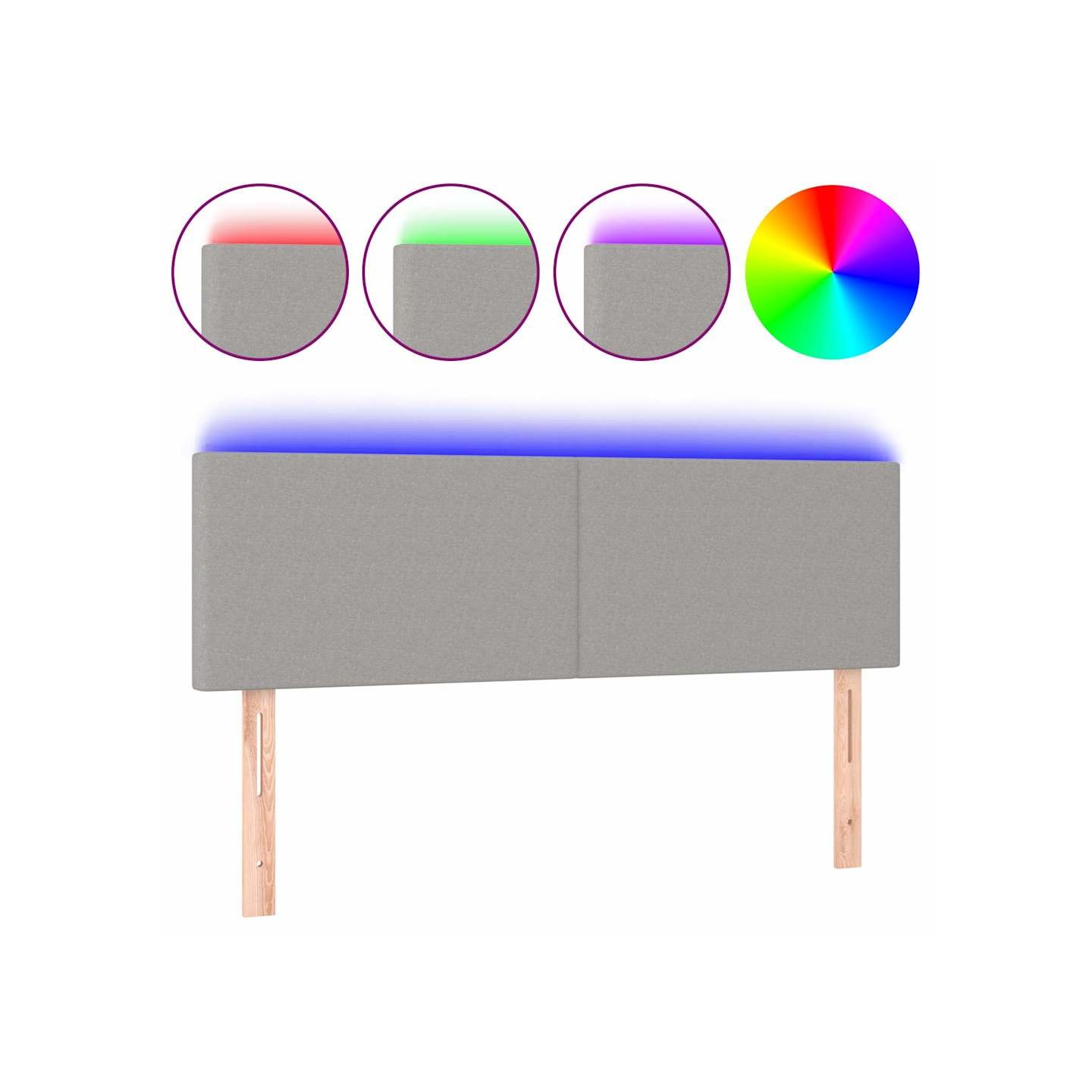 Tête de lit à LED Gris clair 144x5x78/88 cm Tissu