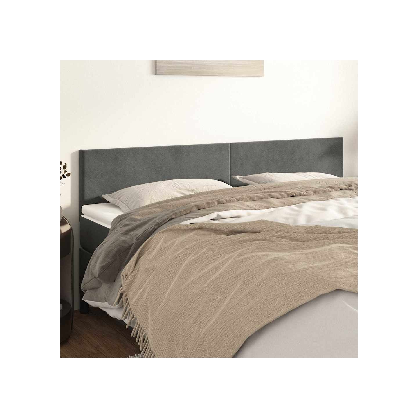 Têtes de lit Gris foncé 200x5x78/88 cm Velours