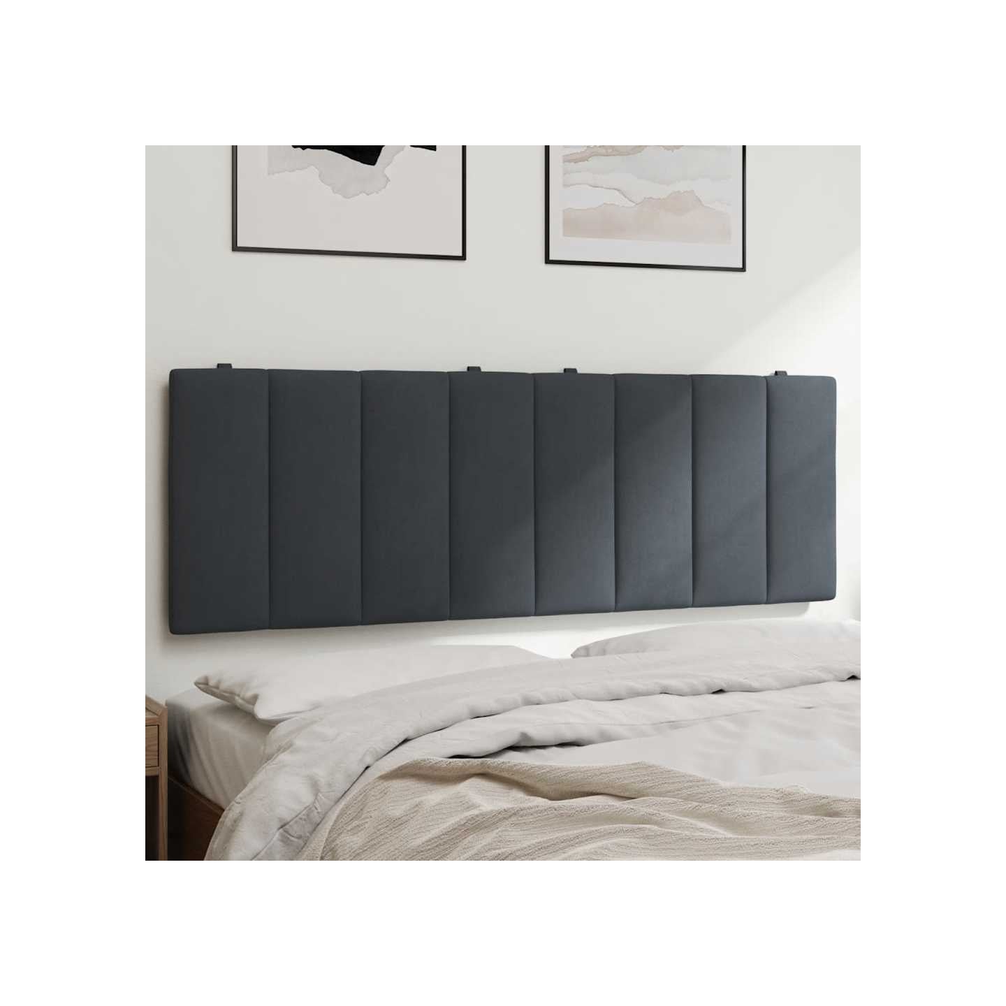 Coussin de tête de lit Hanko gris foncé 140 cm velours