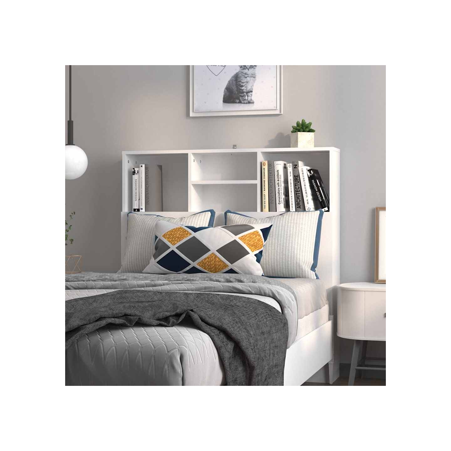 Armoire de tête de lit Blanc 100x19x103,5 cm