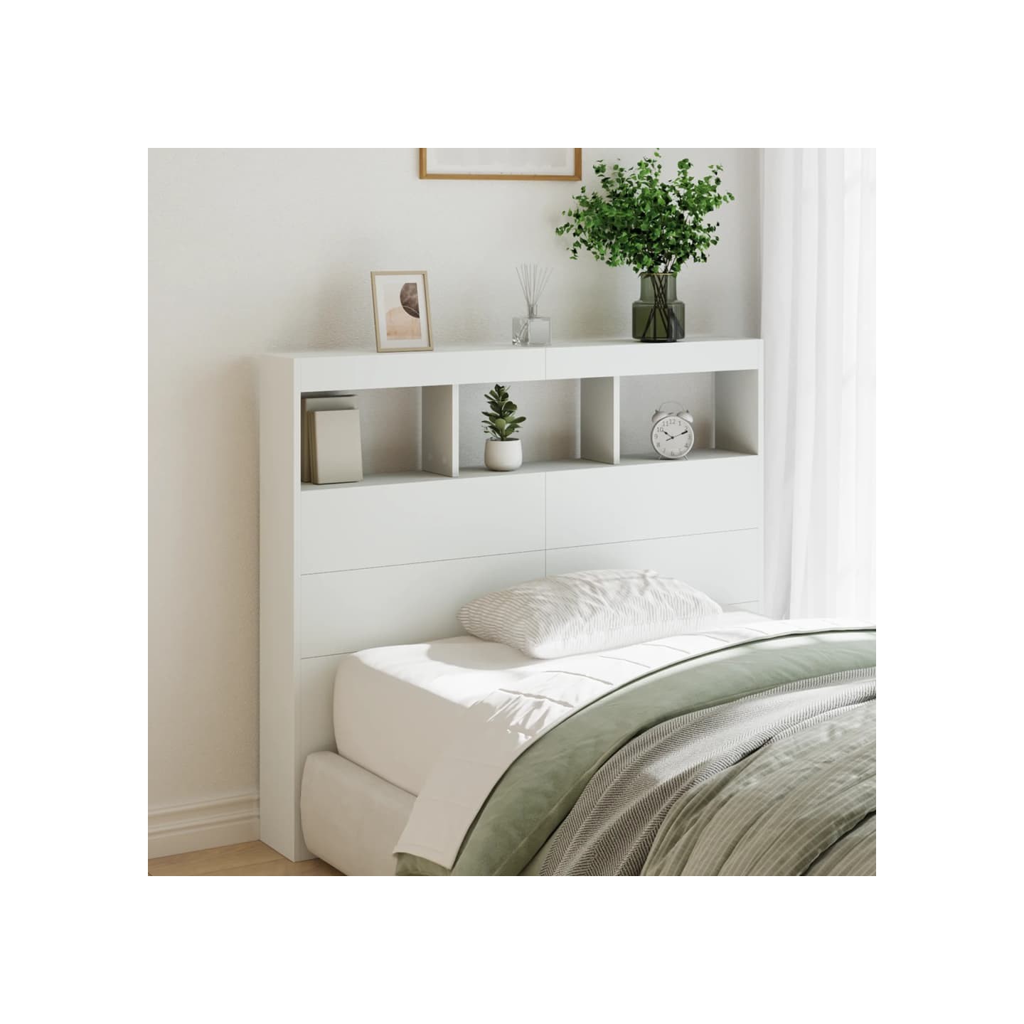 Armoire tête de lit avec LED blanc 120x17x102 cm