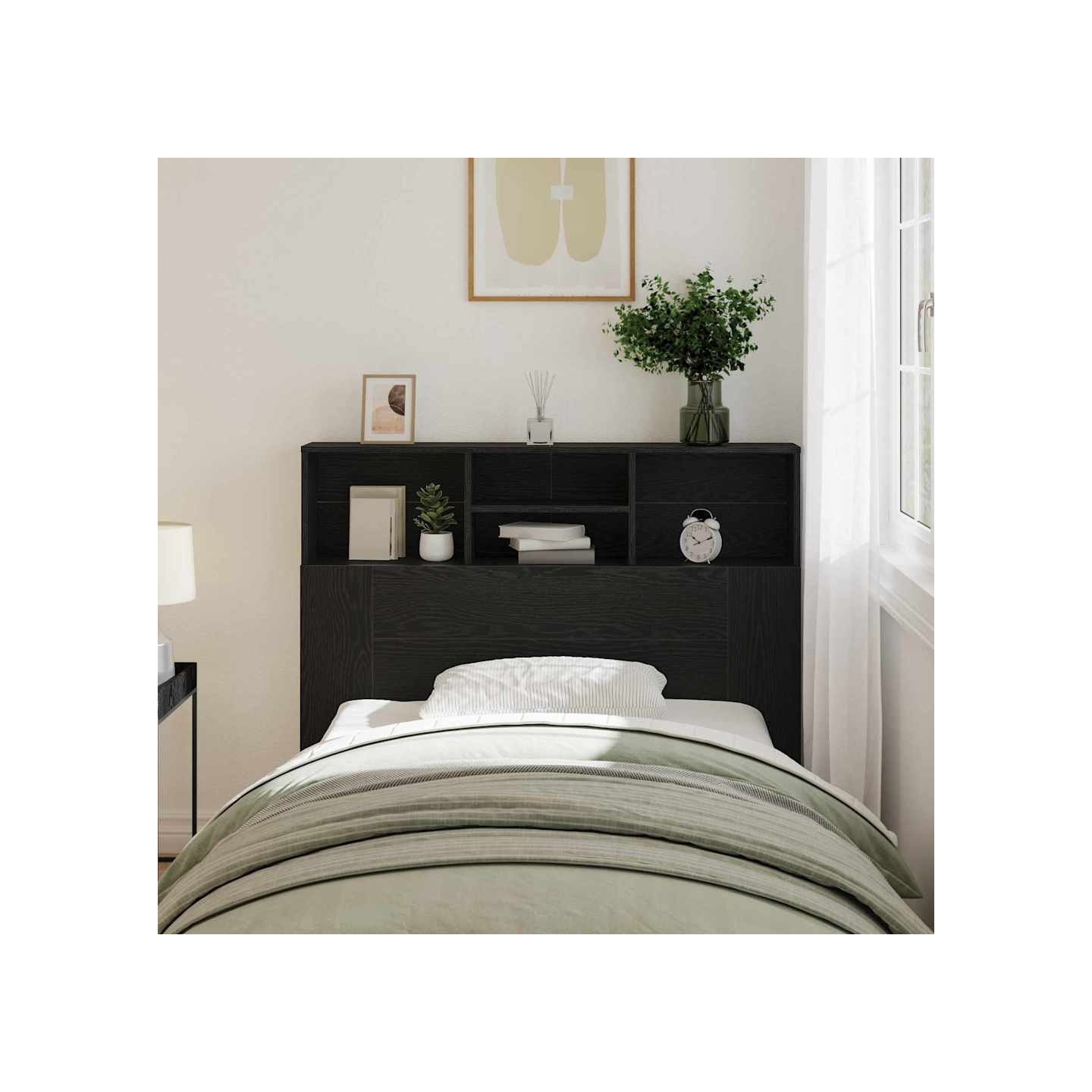 Cabinet de Tête de Lit Chêne noir Bois d'ingénierie