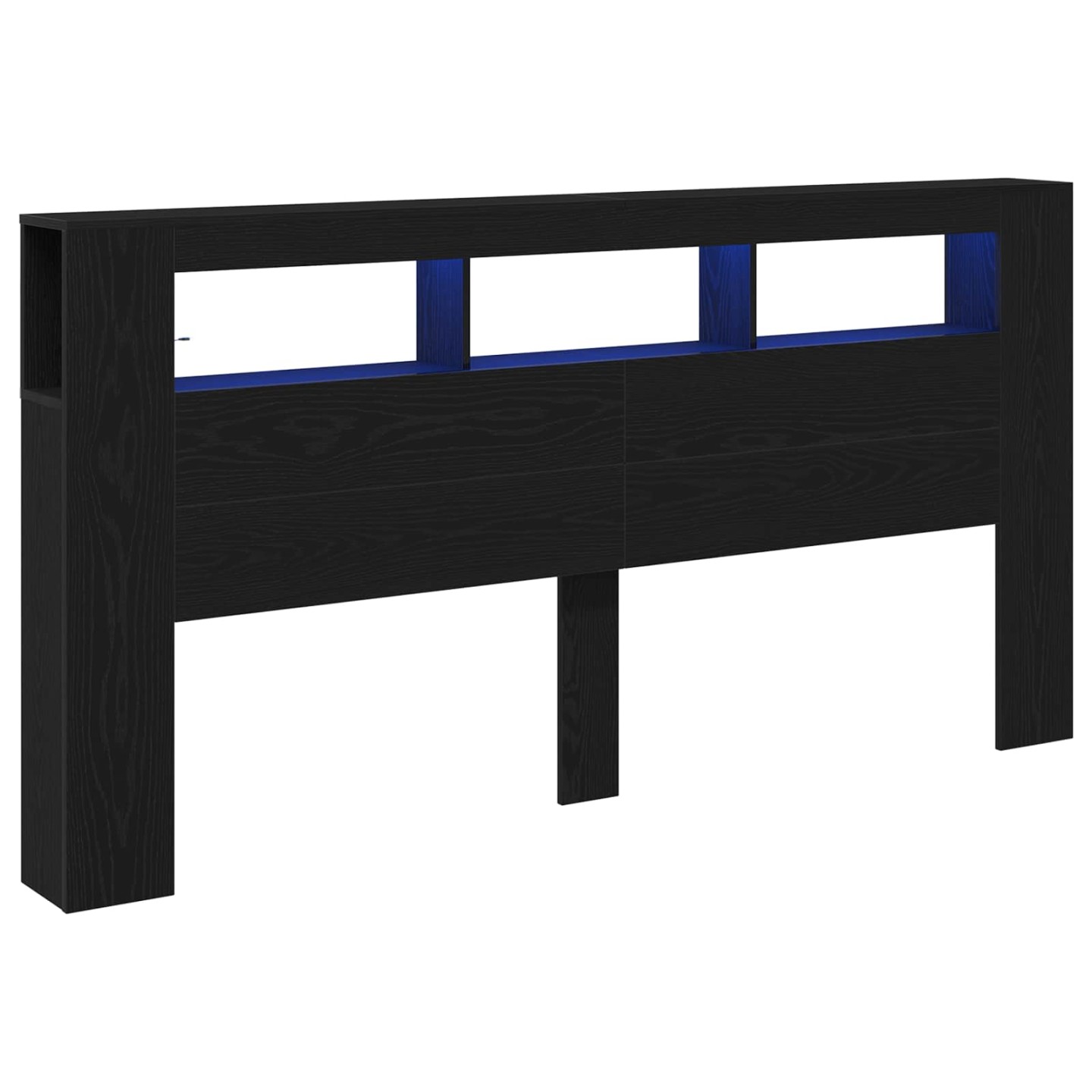 Tête de lit LED Chêne noir Bois d'ingénierie