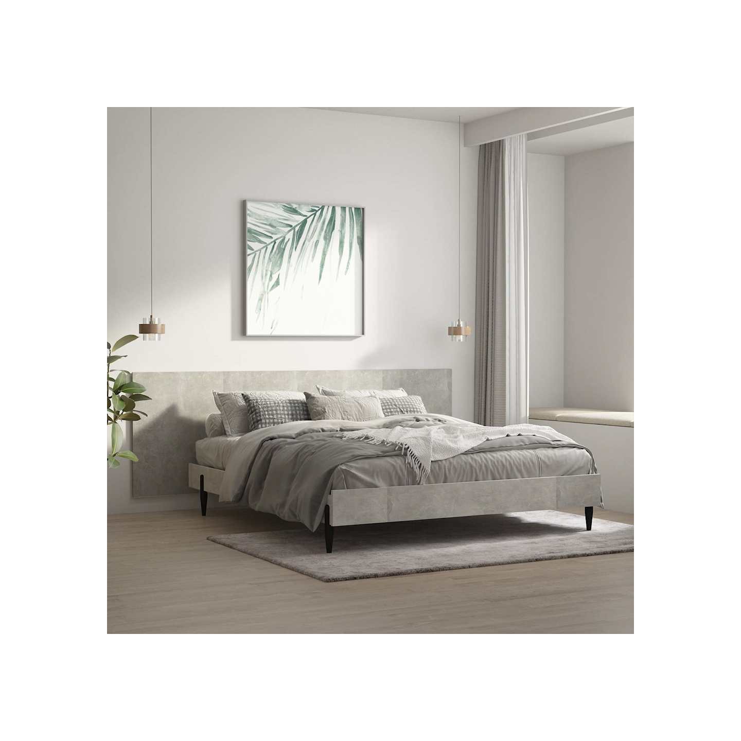 Tête de lit murale Gris béton 240x1,5x80 cm Bois d'ingénierie
